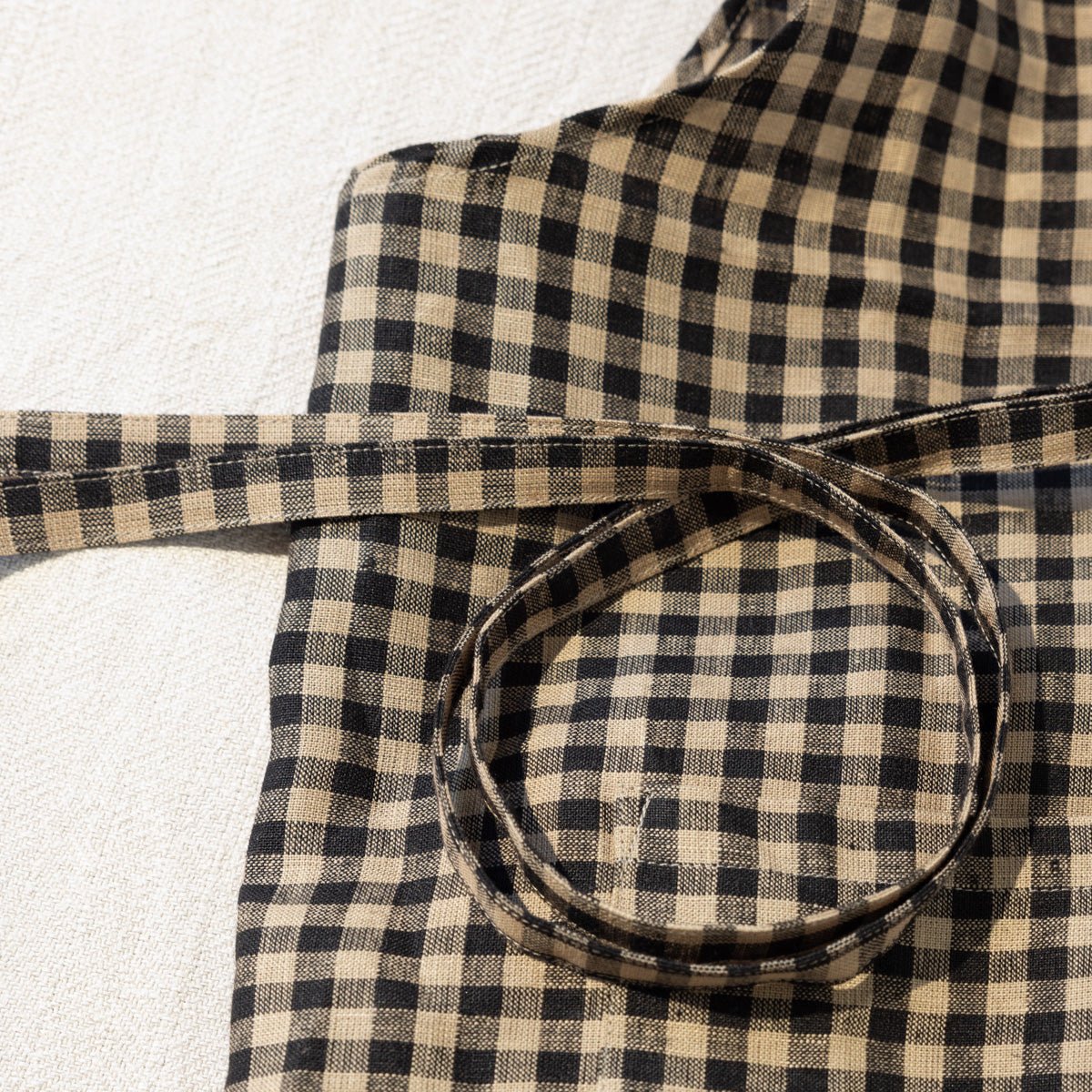 Linen Daily Apron | Black Gingham - elsie green - Textiles