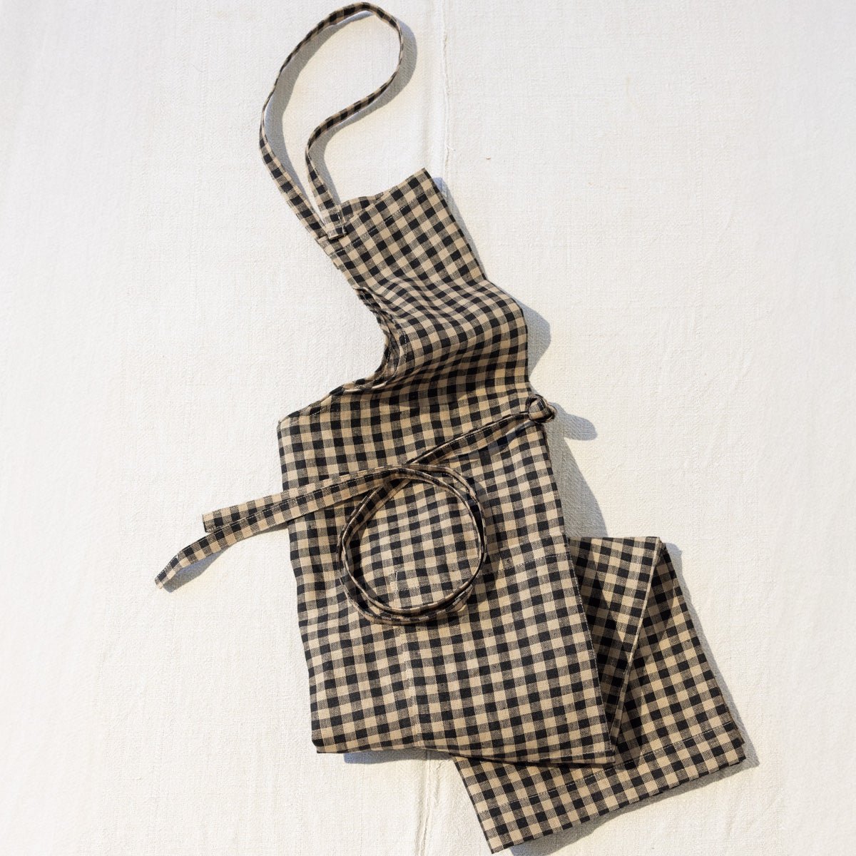 Linen Daily Apron | Black Gingham - elsie green - Textiles