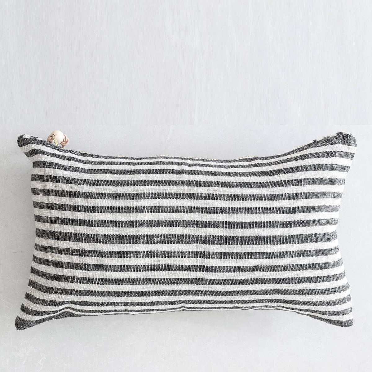 Linen Stripe Lumbar Pillow - elsie green - Textiles