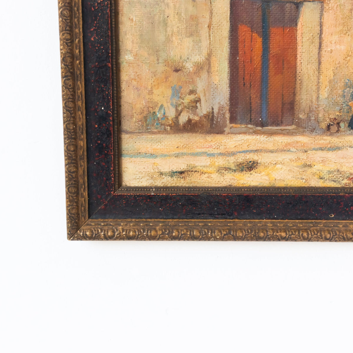 Lone Figure with Red Door Oil Painting - elsie green - art