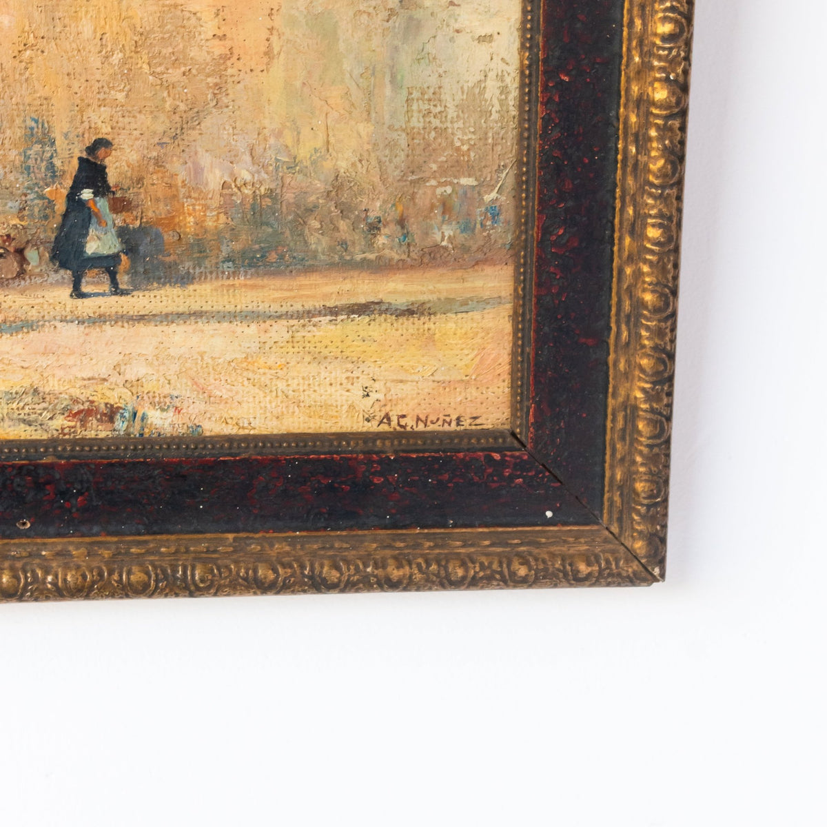 Lone Figure with Red Door Oil Painting - elsie green - art