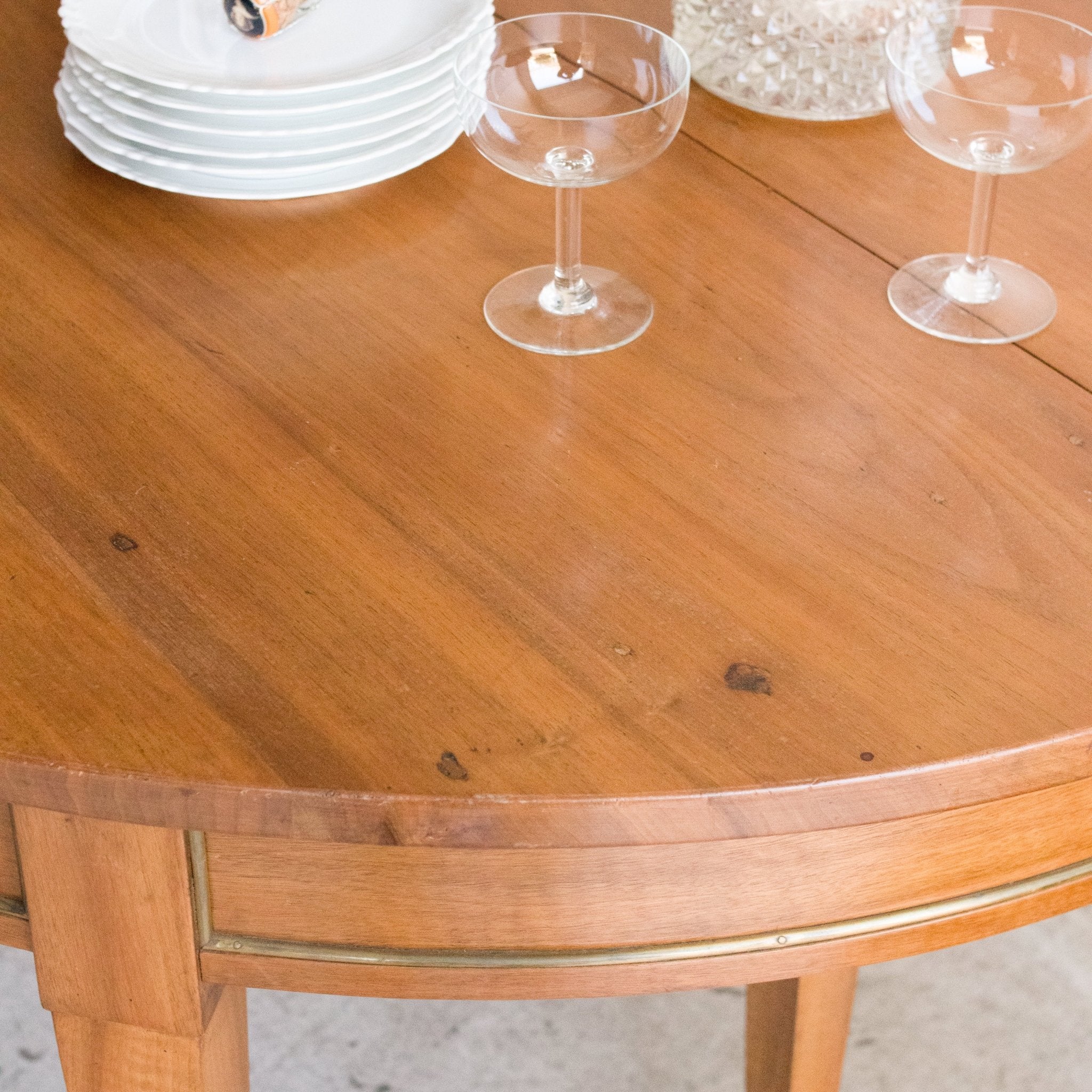 Louis XVI Table with Brass Accent - elsie green - furniture