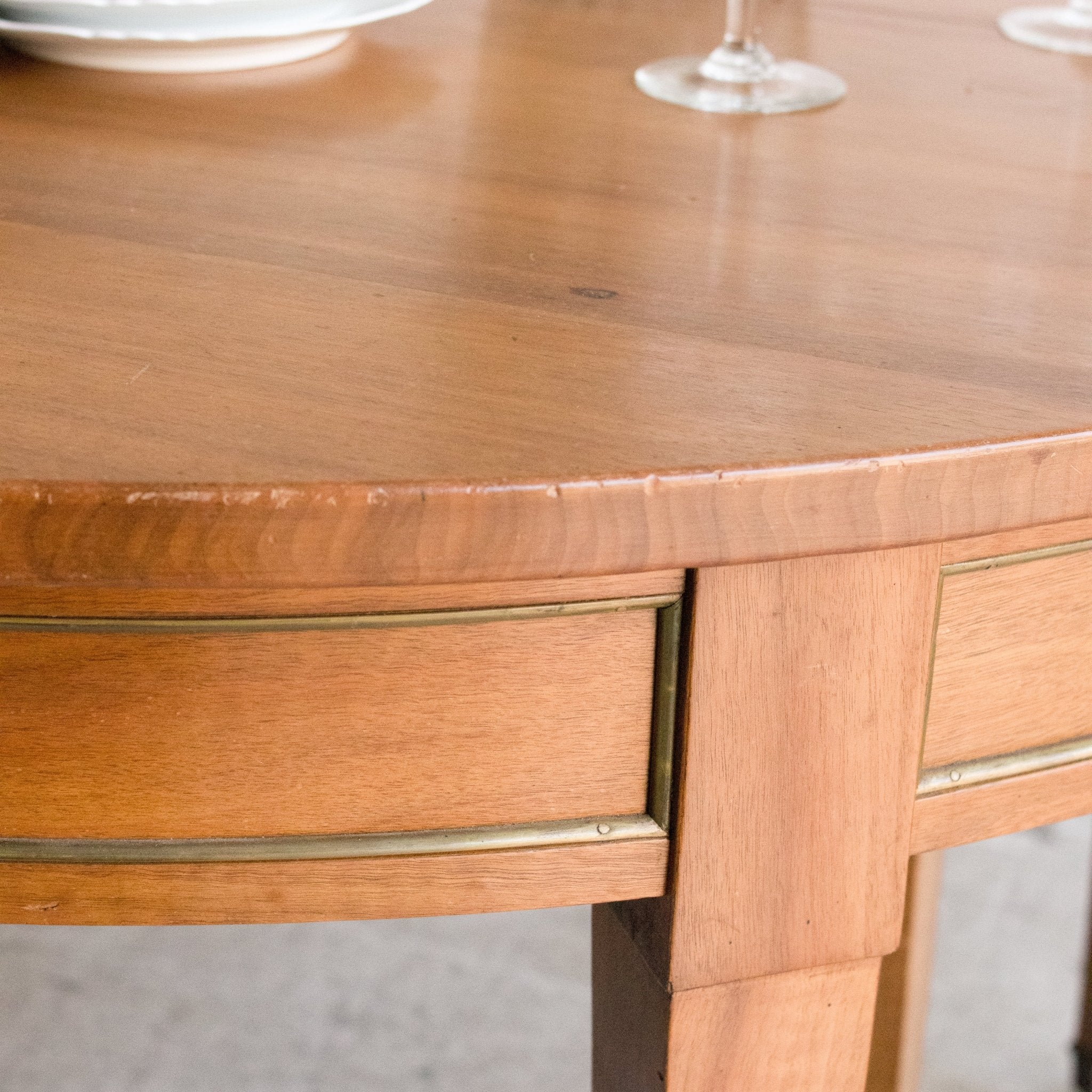 Louis XVI Table with Brass Accent - elsie green - furniture