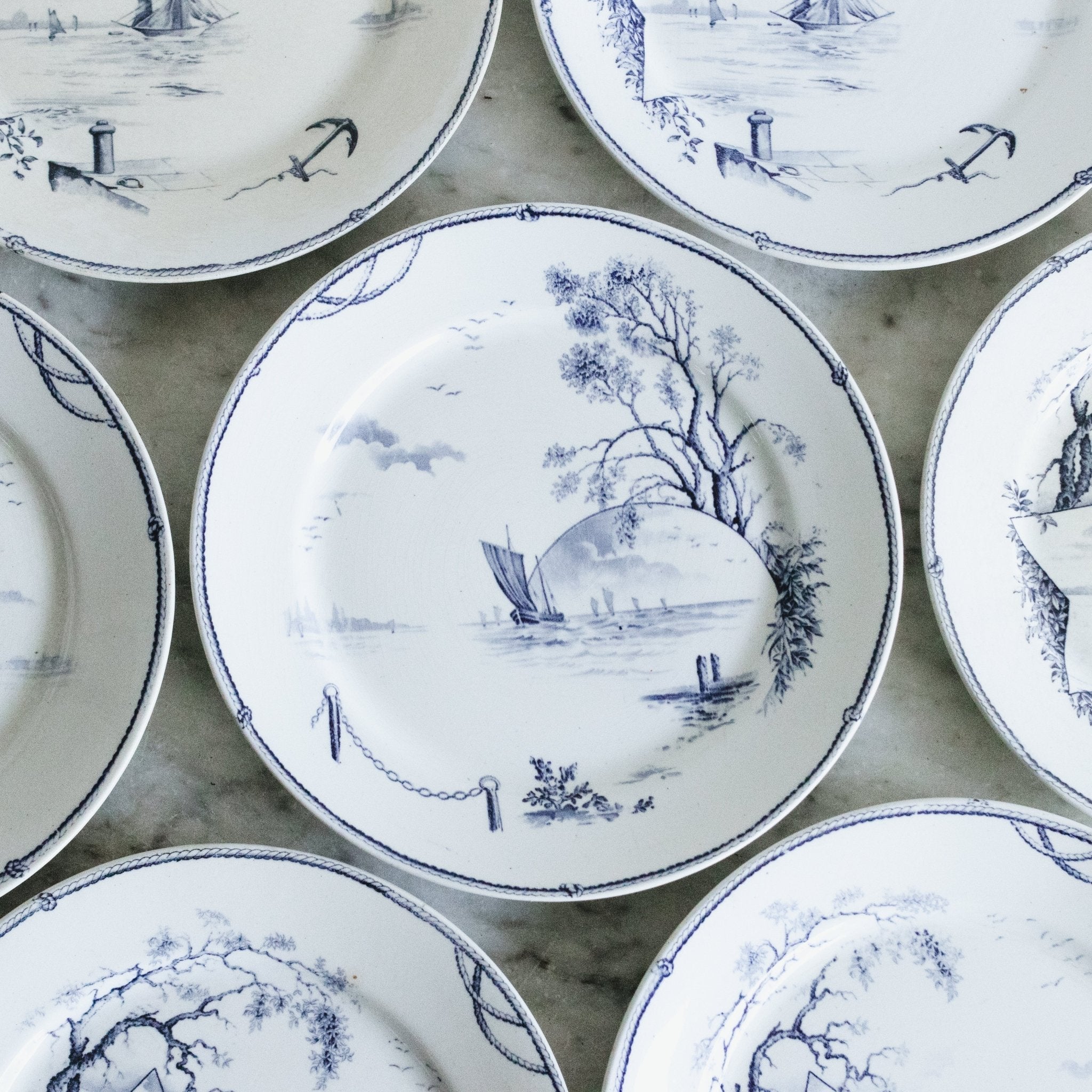 Marines Transferware Dinner Plate Set of 8 - elsie green - The French Kitchen