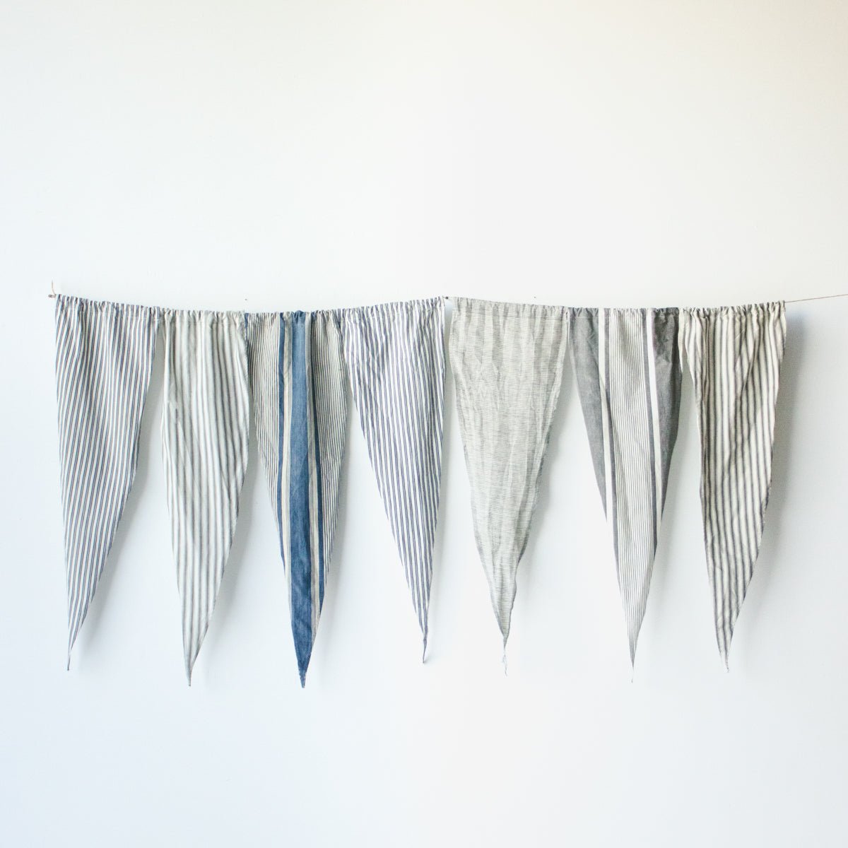 Mattress Ticking Pennant Set of 5 - elsie green - textiles