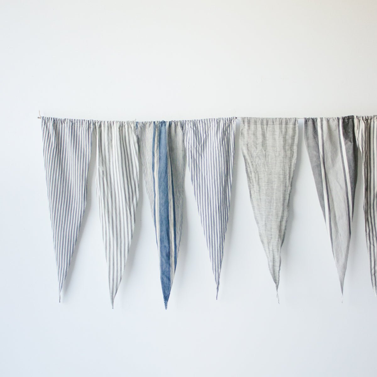 Mattress Ticking Pennant Set of 5 - elsie green - textiles