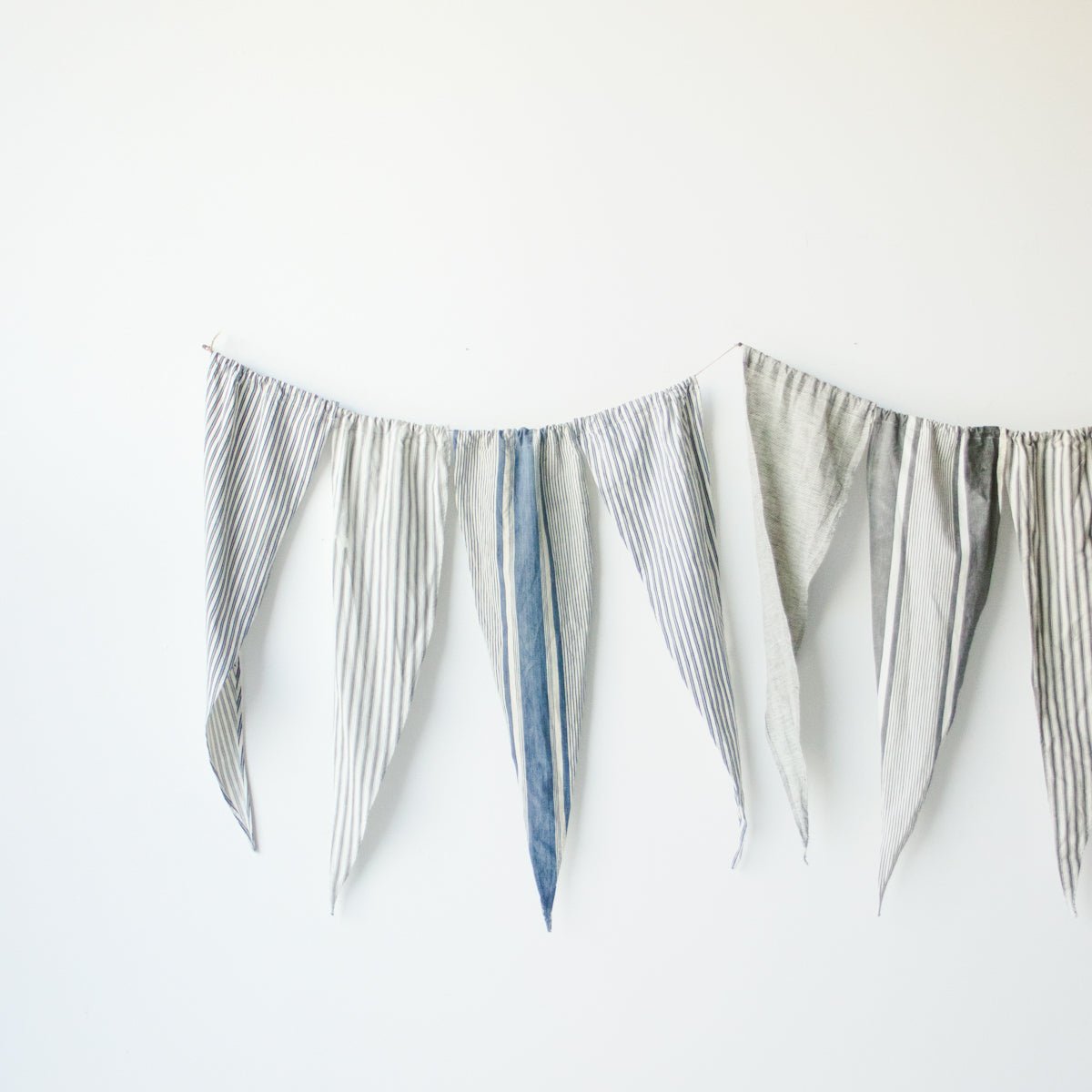 Mattress Ticking Pennant Set of 5 - elsie green - textiles