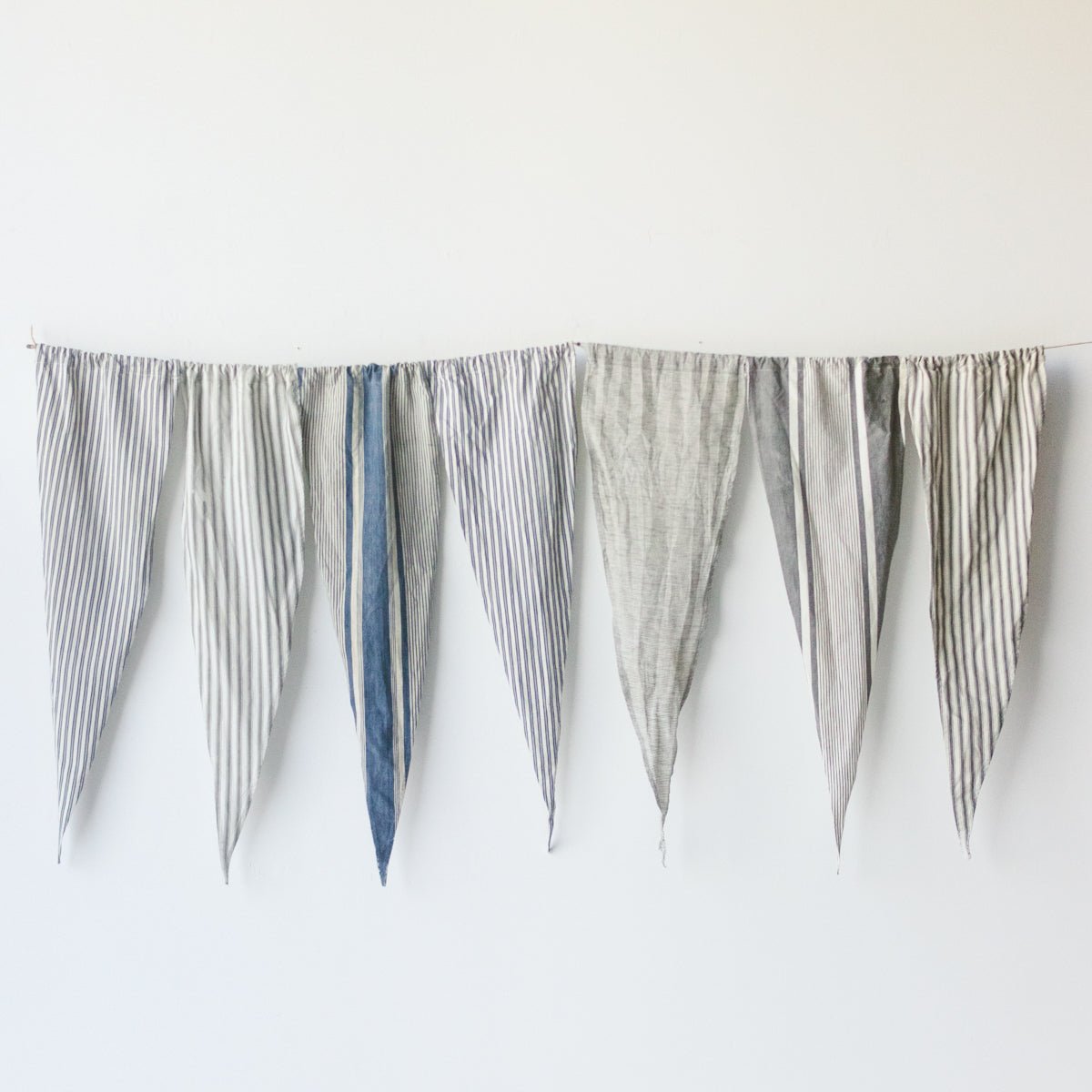 Mattress Ticking Pennant Set of 5 - elsie green - textiles