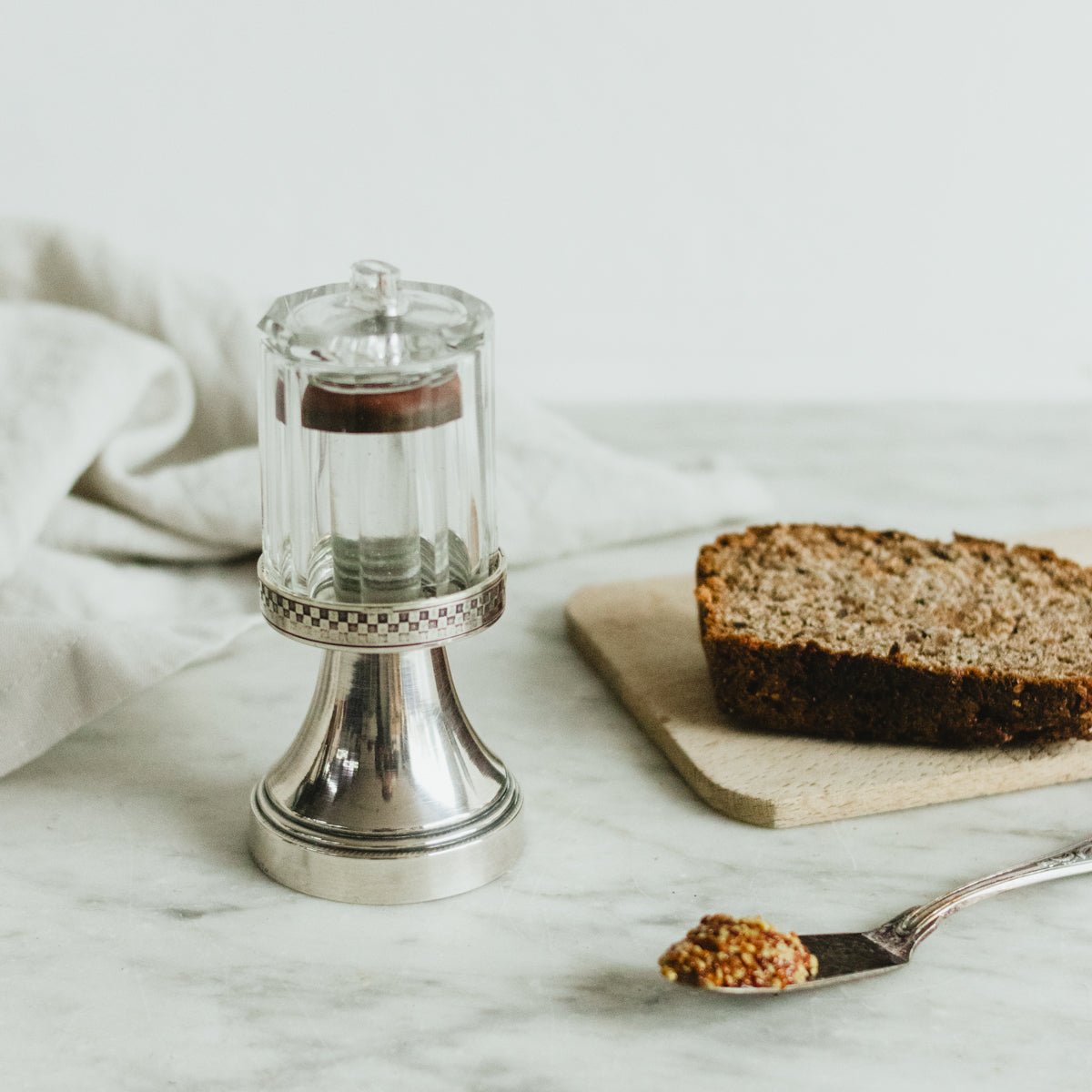 Mid - Century Glass And Silver Mustard Pot - elsie green - The French Kitchen