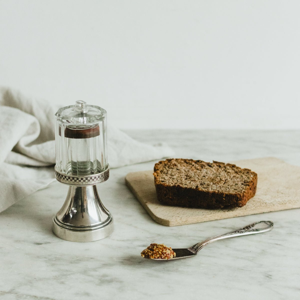 Mid - Century Glass And Silver Mustard Pot - elsie green - The French Kitchen