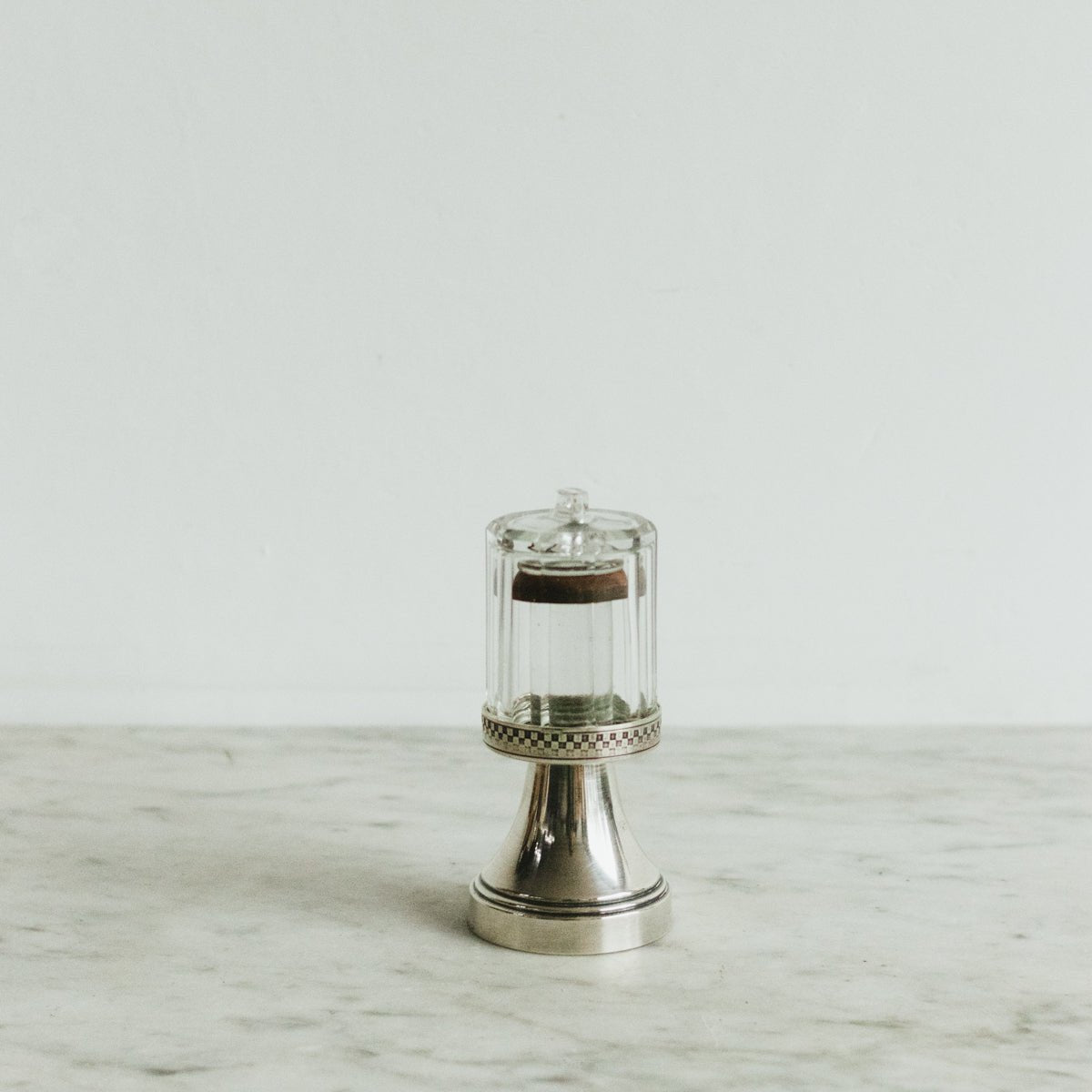 Mid - Century Glass And Silver Mustard Pot - elsie green - The French Kitchen