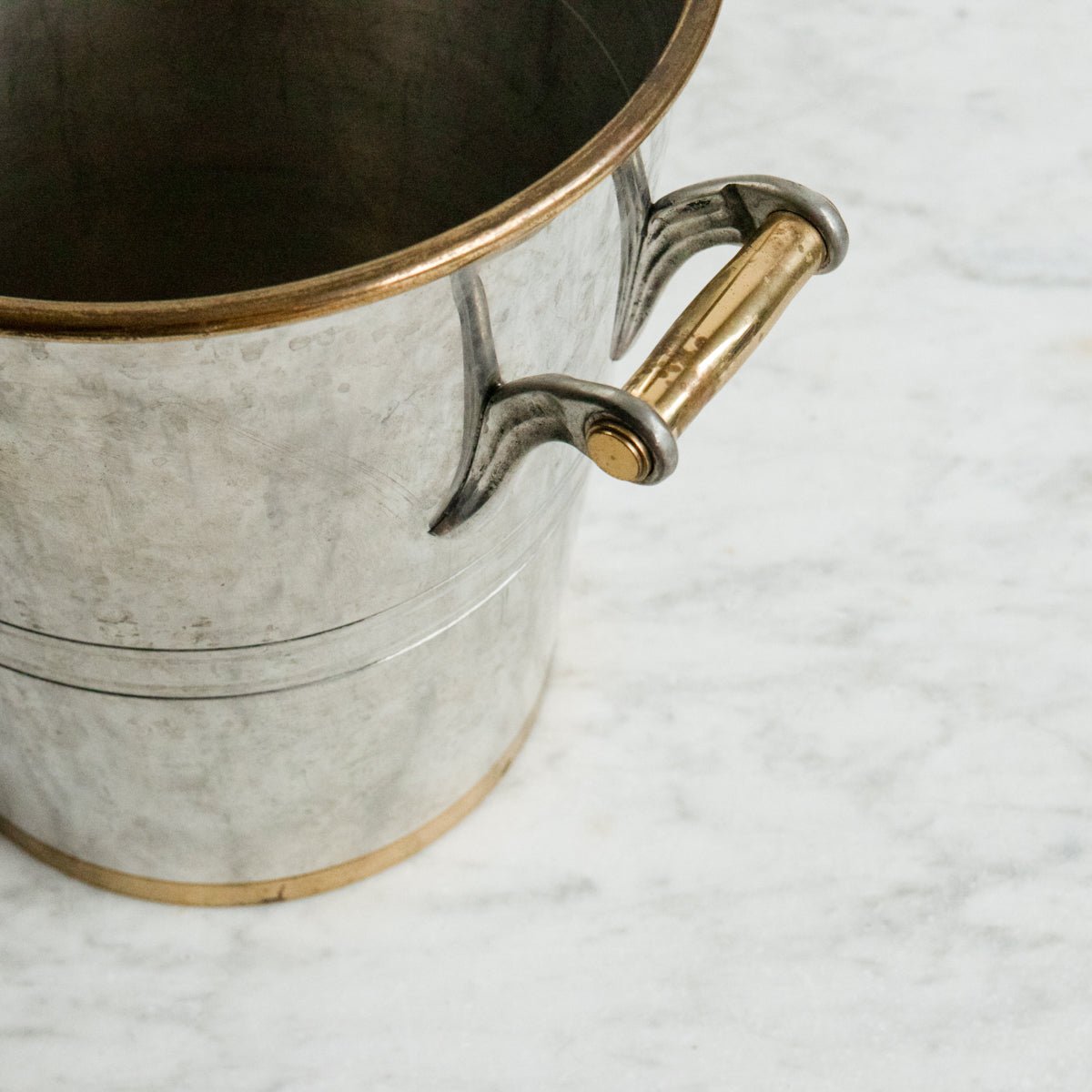 Mid - Century Pewter & Brass Champagne Bucket - elsie green - The French Kitchen