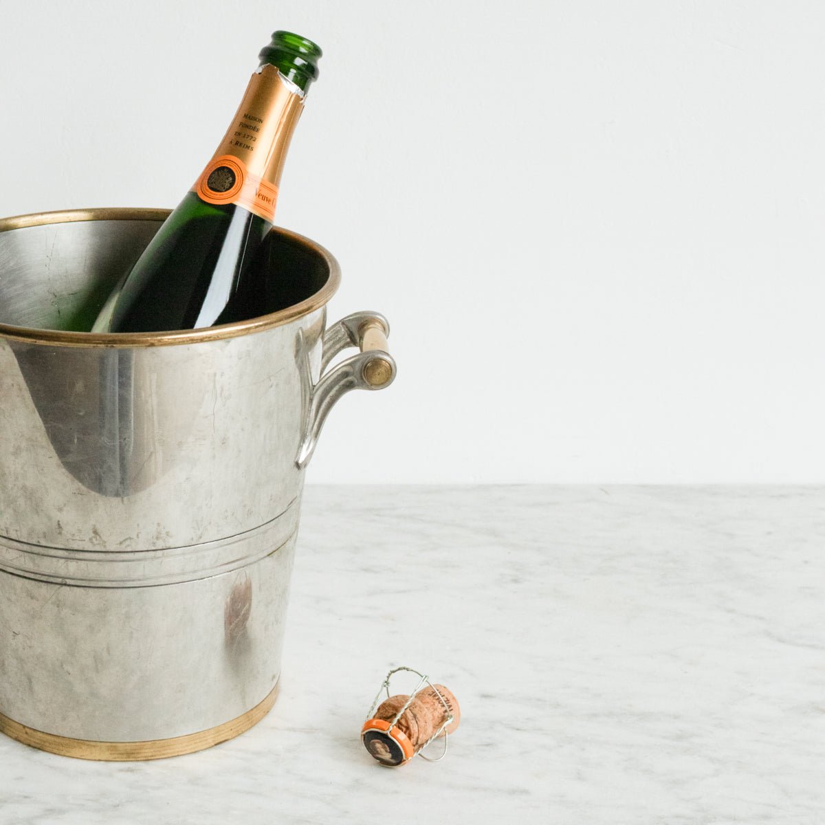 Mid - Century Pewter & Brass Champagne Bucket - elsie green - The French Kitchen
