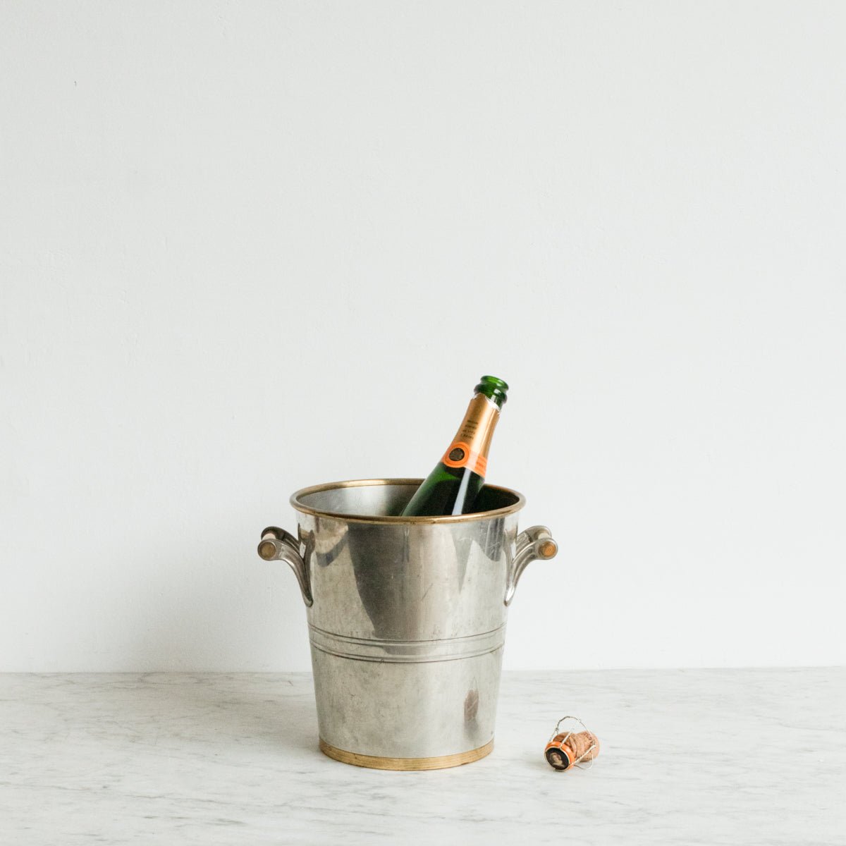 Mid - Century Pewter & Brass Champagne Bucket - elsie green - The French Kitchen