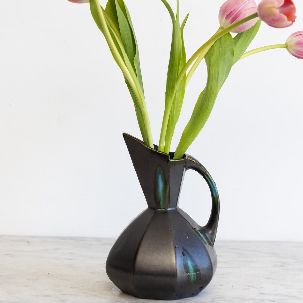 Mid-Century Pitcher with Peacock Glaze - elsie green - the french kitchen