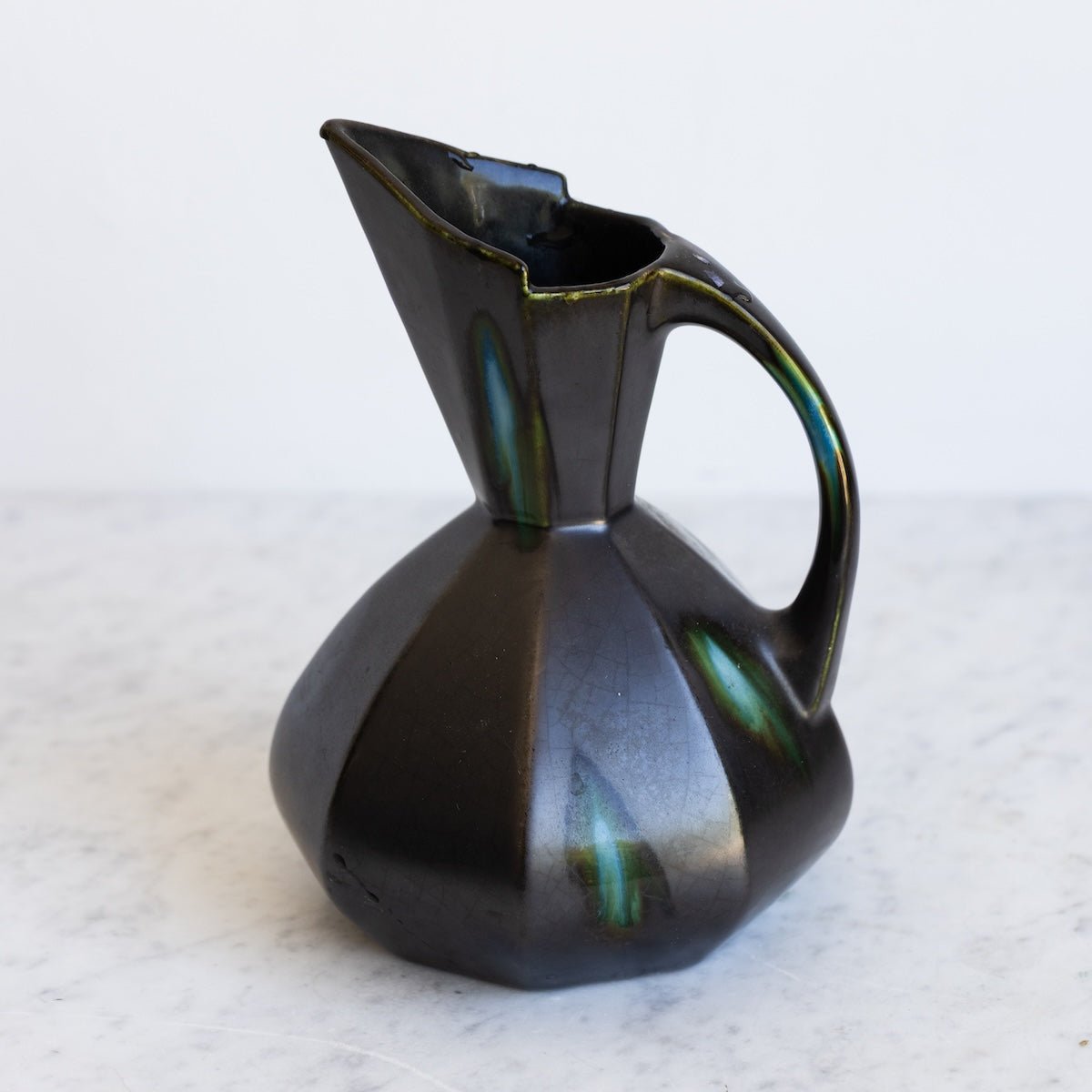 Mid-Century Pitcher with Peacock Glaze - elsie green - the french kitchen
