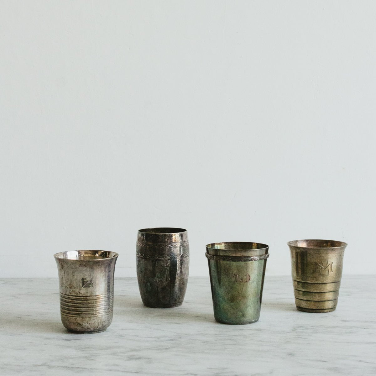 Monogramed Silver Christening Cups Set Of 4 - elsie green - The French Kitchen