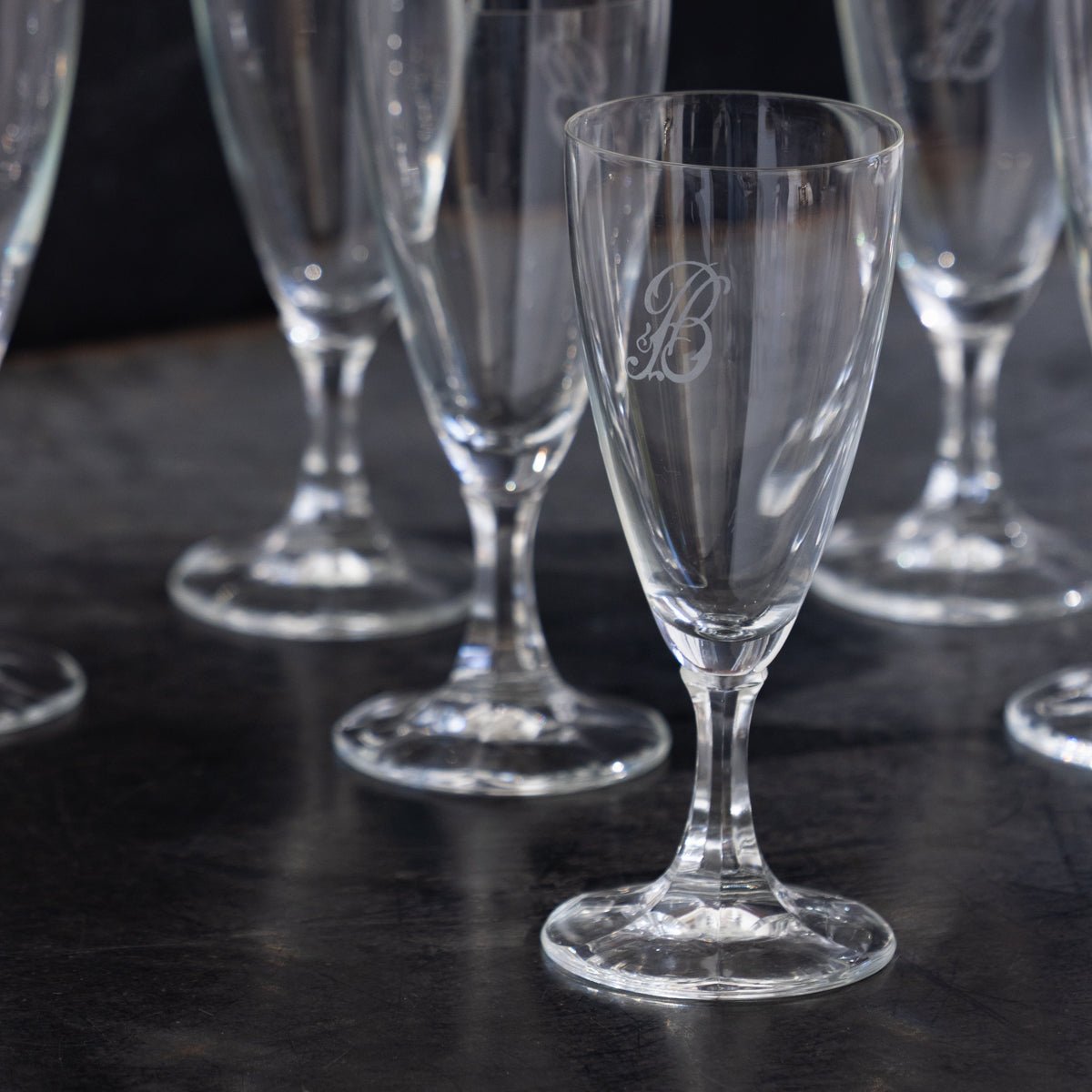 Monogrammed Champagne Flute Set of 8 - elsie green - the french kitchen