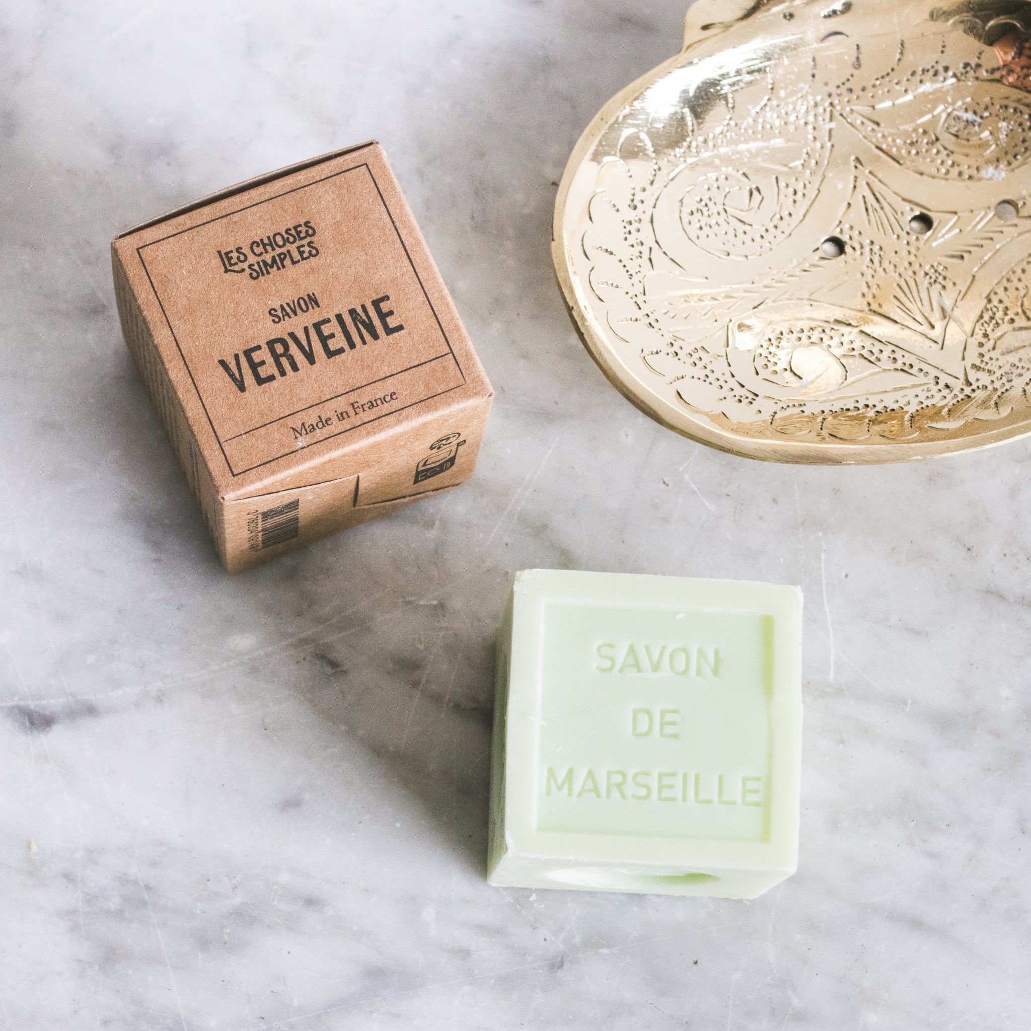 Moroccan Brass Soap Dish with Petite Savon - elsie green - decor