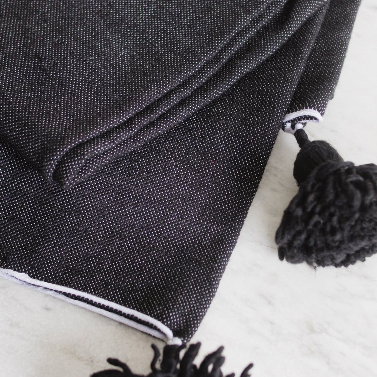Moroccan Pom Pom Throw - elsie green - Textiles