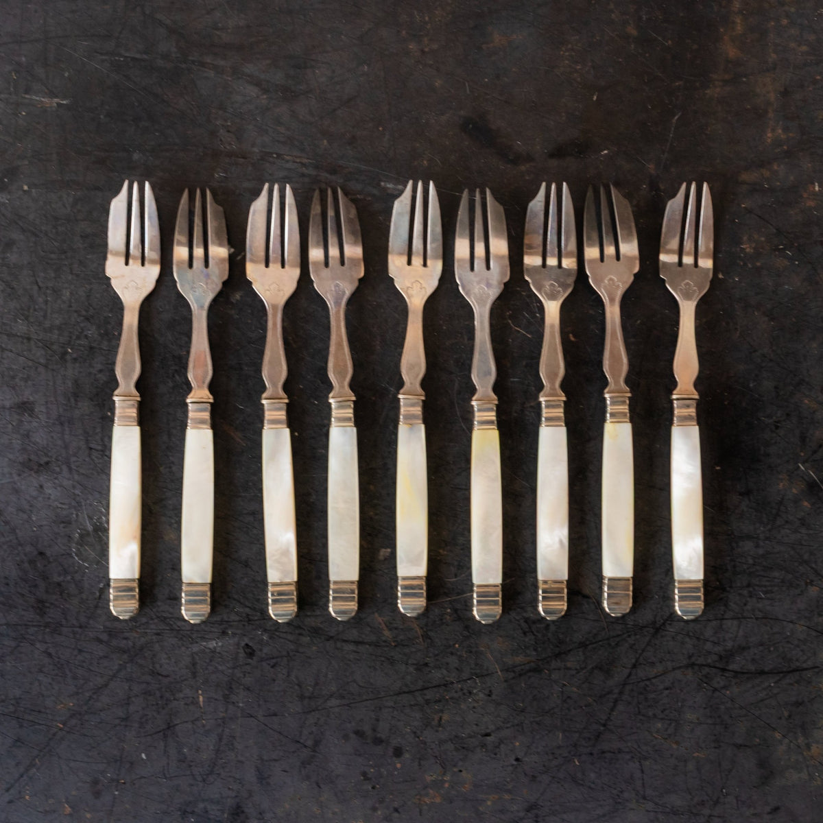 Mother of Pearl Dessert Fork Set of 9 - elsie green - the french kitchen