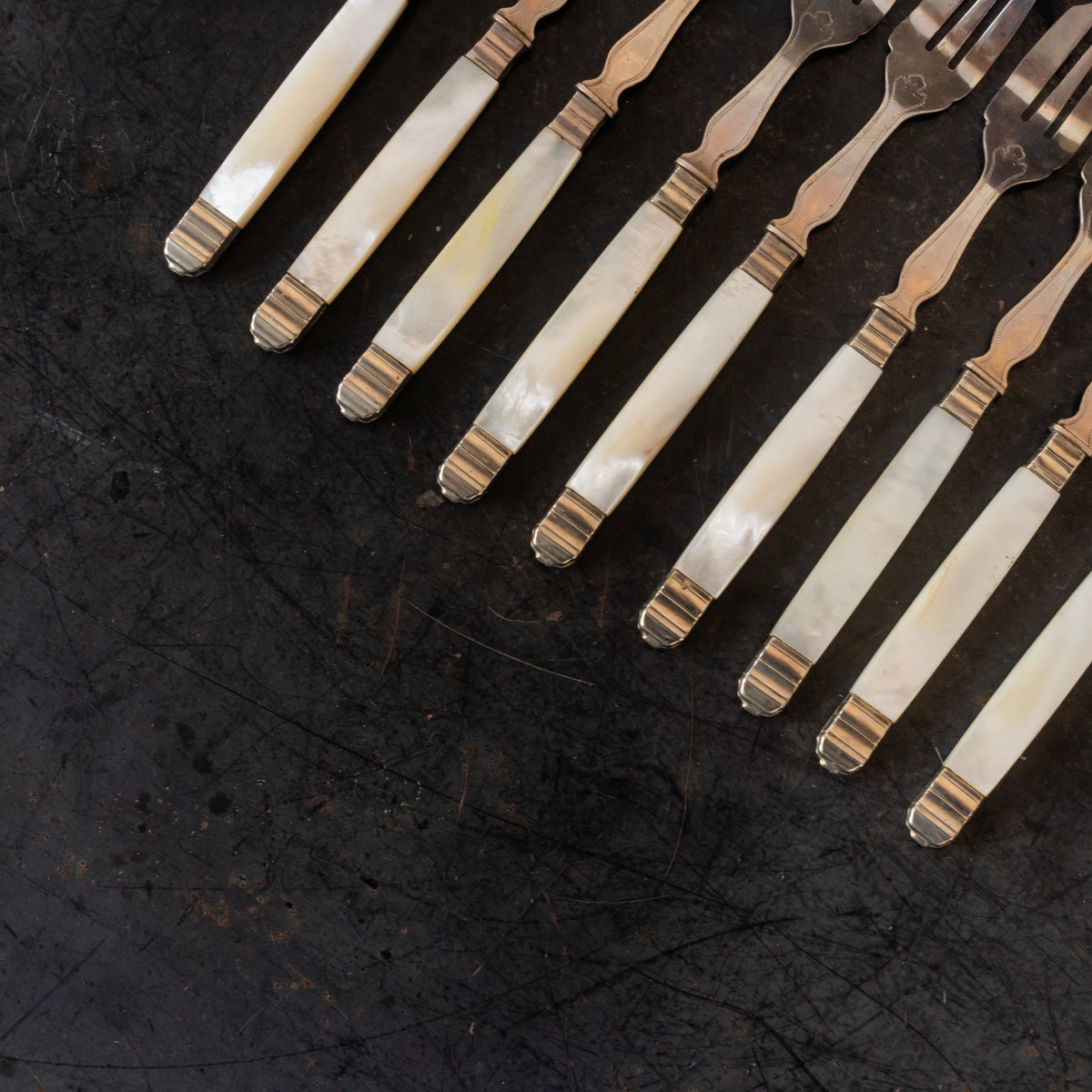 Mother of Pearl Dessert Fork Set of 9 - elsie green - the french kitchen