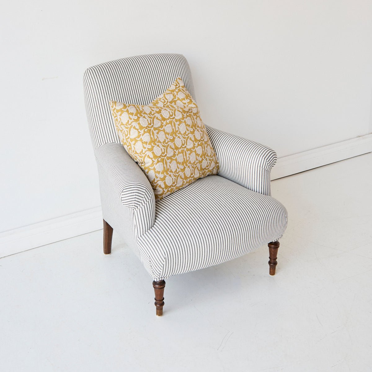 Napoleon III Arm Chair | Black Ticking - elsie green - furniture