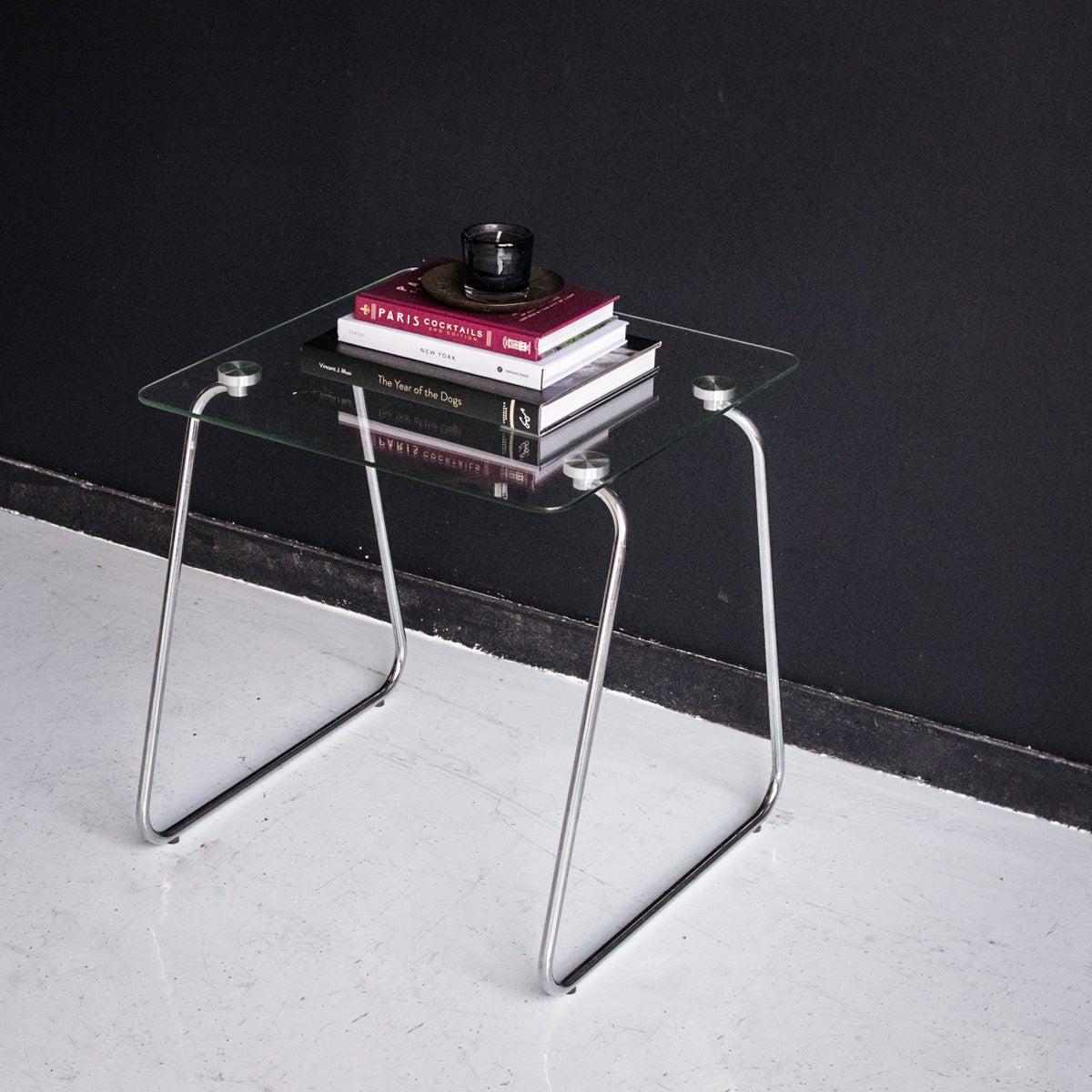 Nickel & Glass Side Table - elsie green - furniture
