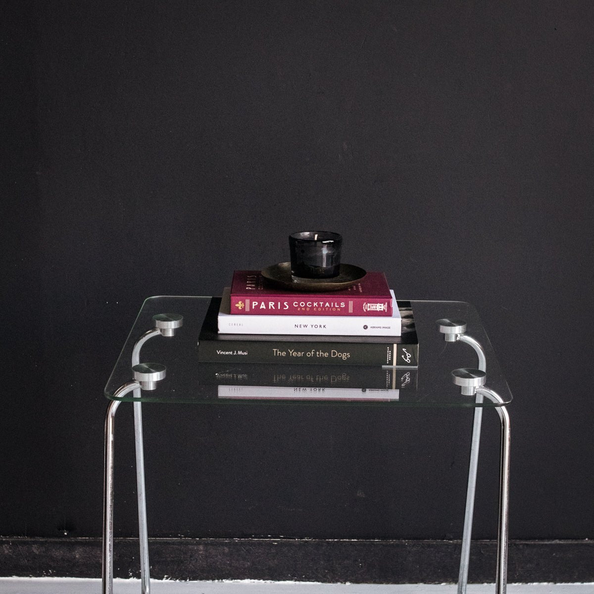 Nickel & Glass Side Table - elsie green - furniture