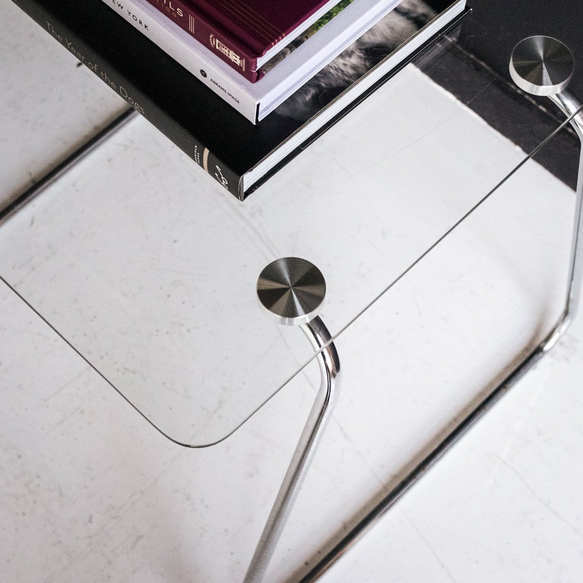 Nickel & Glass Side Table - elsie green - furniture