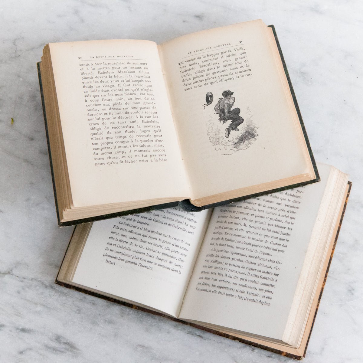 Pair of Antique French Novels - elsie green - decor