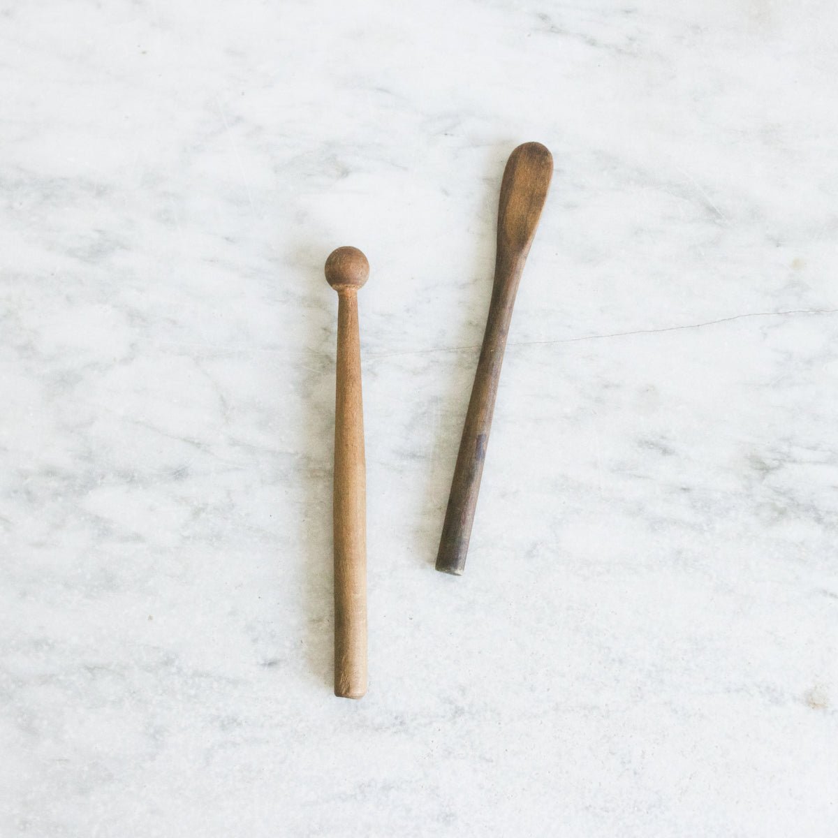 Pair of Antique Jam Jars with Wood Utensils - elsie green - The French Kitchen