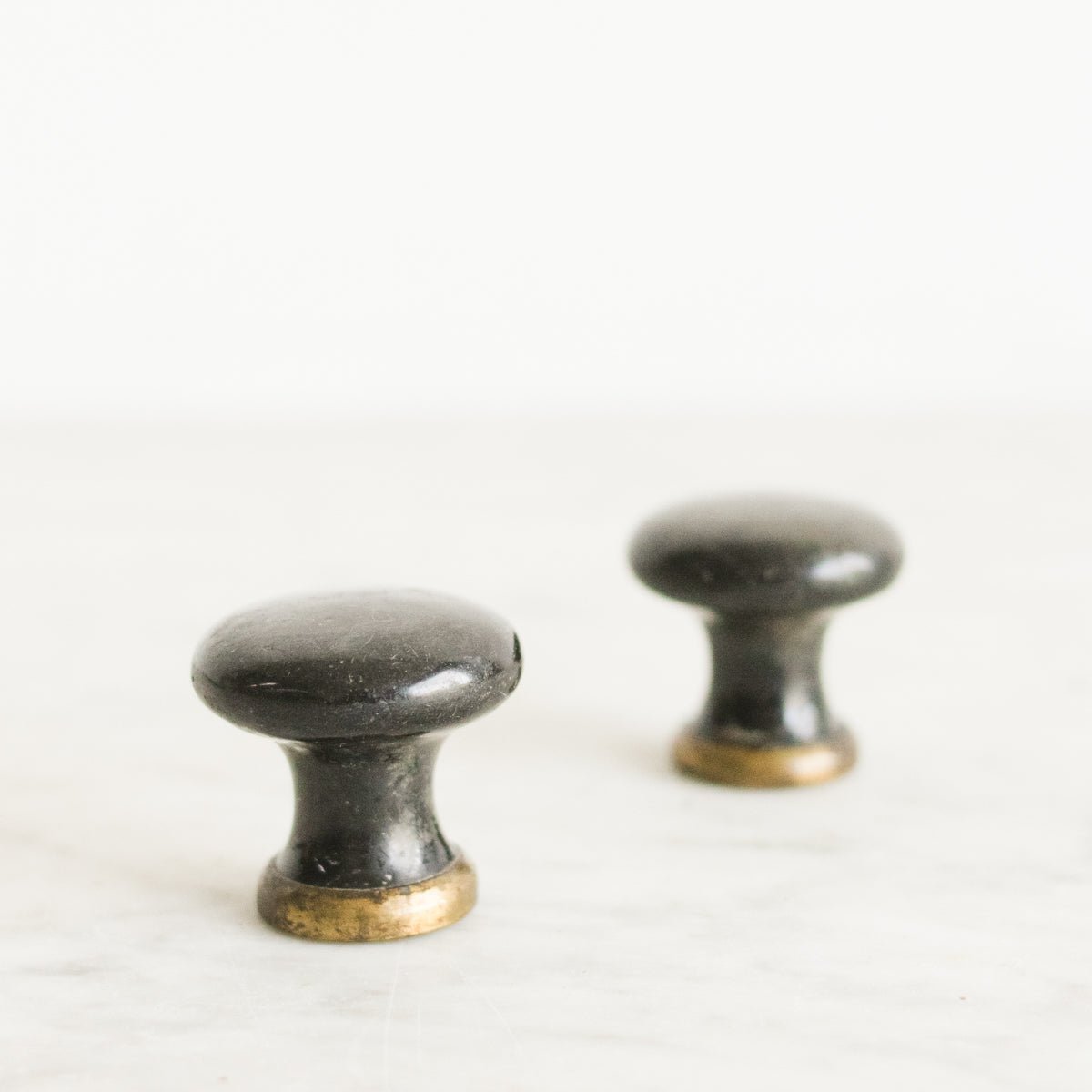 Pair of Black Porcelain Cabinet Knobs - elsie green - decor