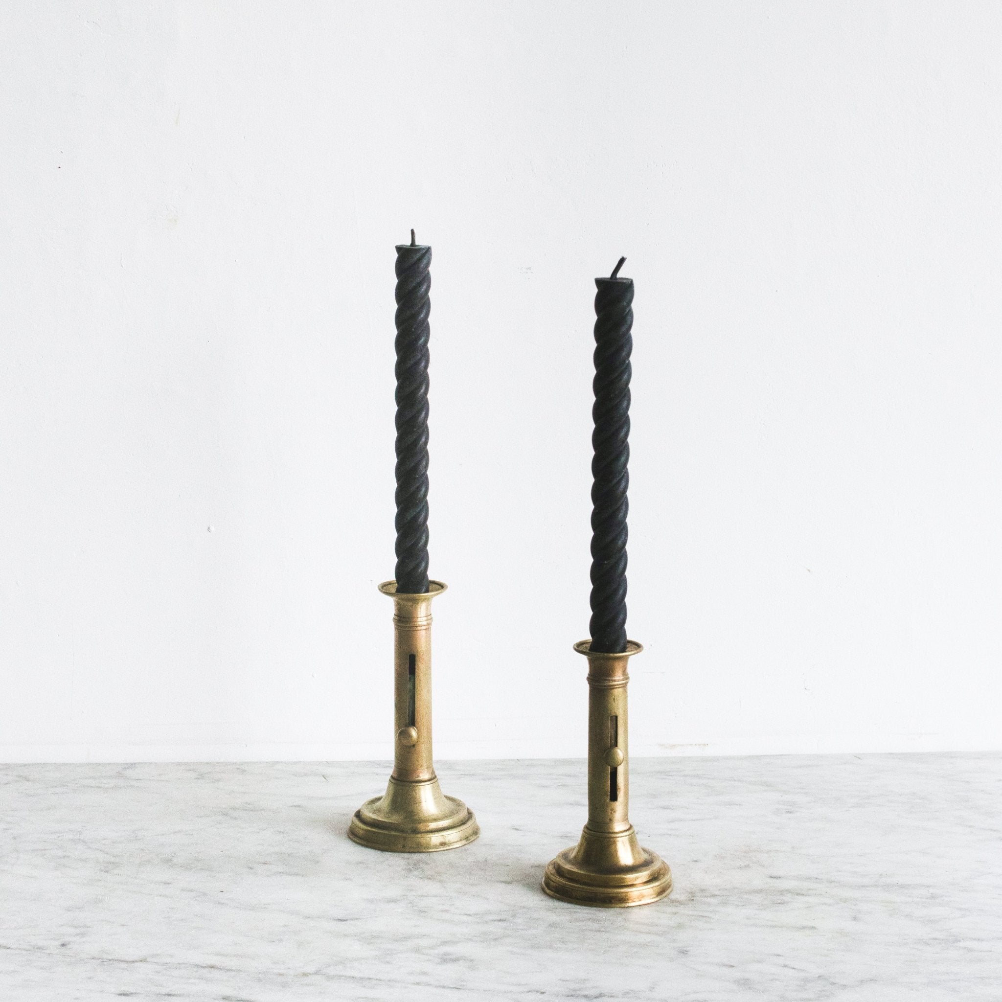 Pair of Bougeoirs à Coulisse and Beeswax Tapers - elsie green - decor