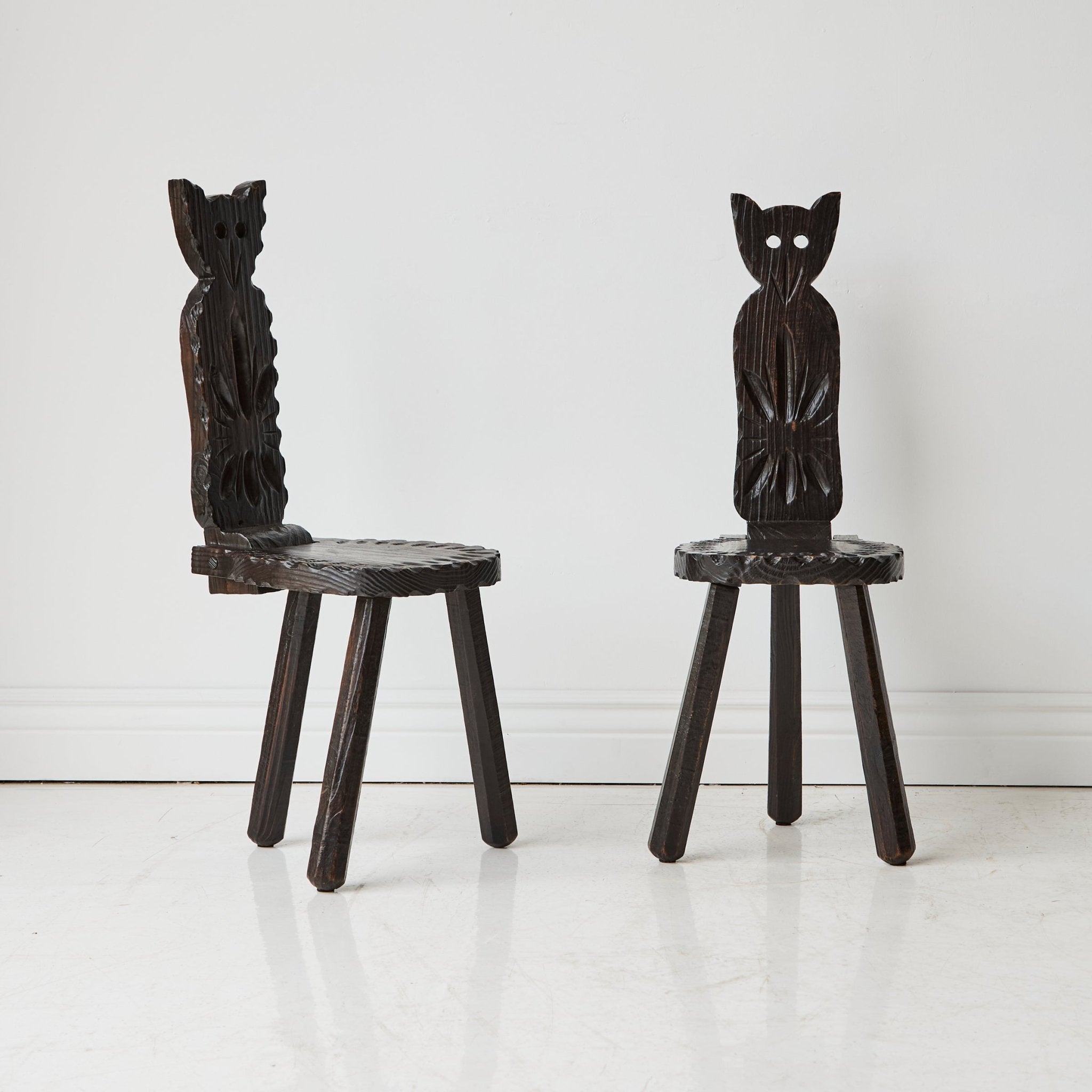 Pair of Brutalist Feline Accent Chairs - elsie green - furniture