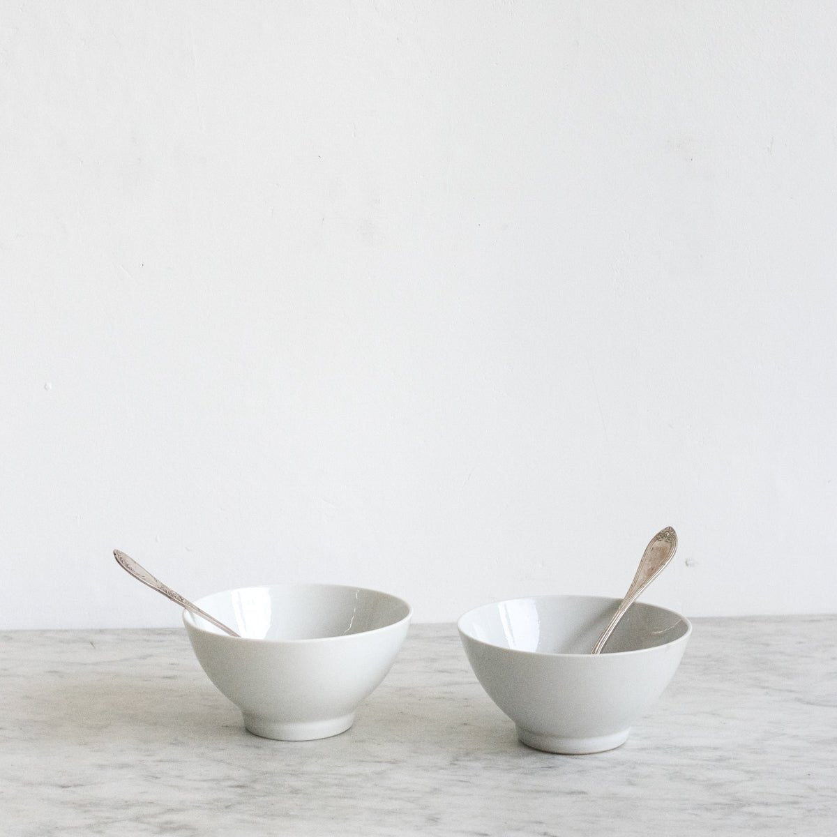 Pair of Cafe Bowls with Silver Spoons - elsie green - the french kitchen