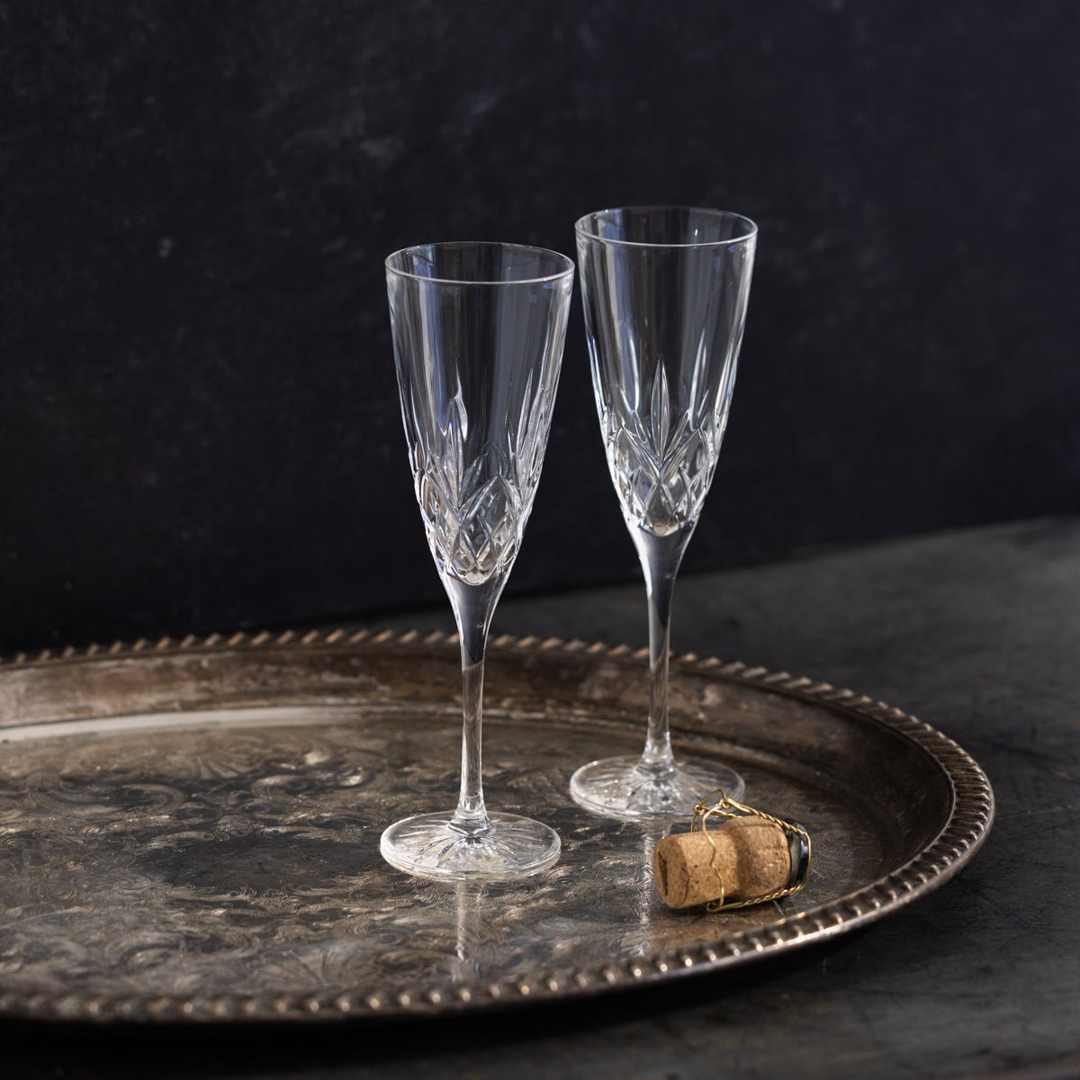 Pair of Crystal Flutes - elsie green - the french kitchen
