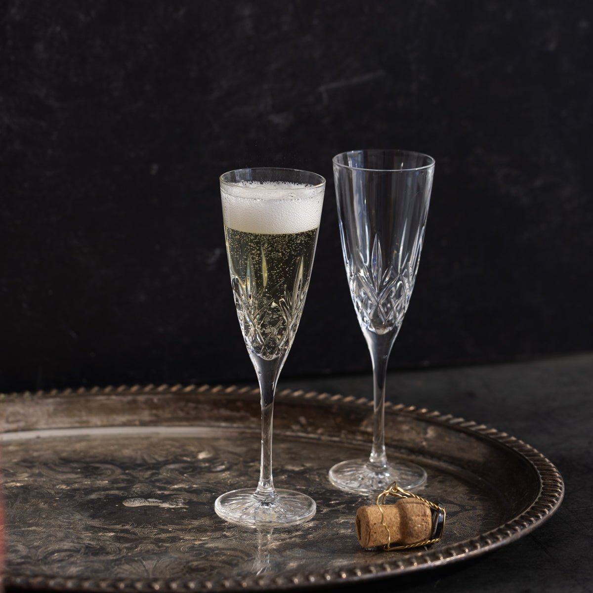 Pair of Crystal Flutes - elsie green - the french kitchen