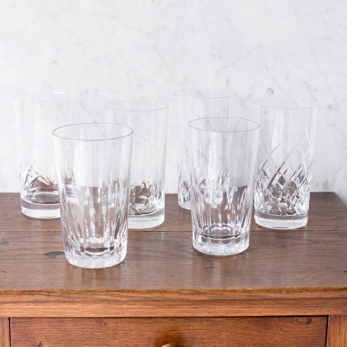 Pair of Crystal Tall Bar Glasses - elsie green - The French Kitchen