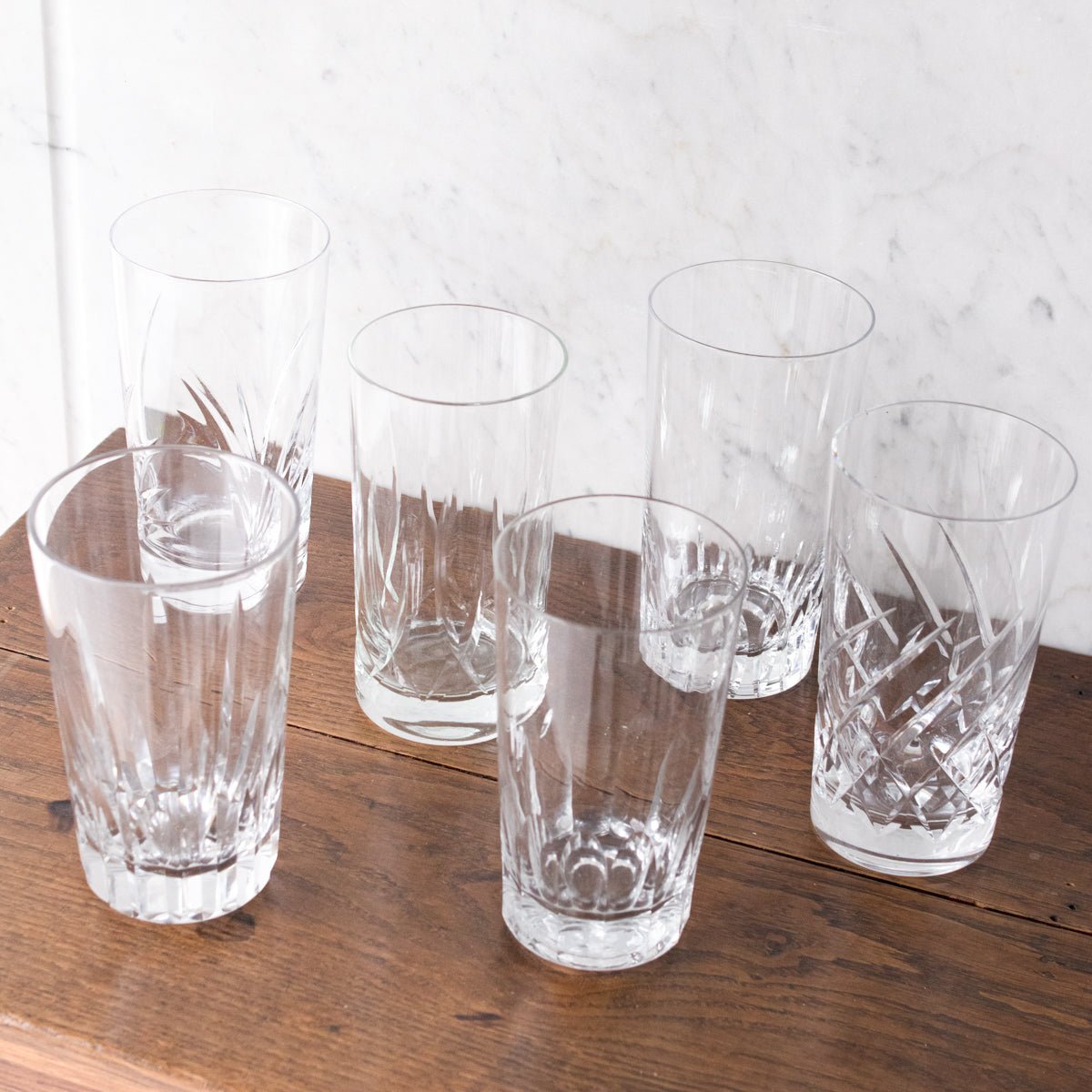 Pair of Crystal Tall Bar Glasses - elsie green - The French Kitchen