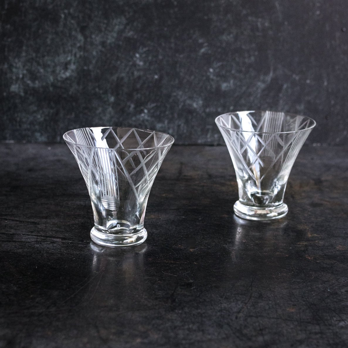 Pair Of Cut Crystal Aperitif Glasses - elsie green - The French Kitchen