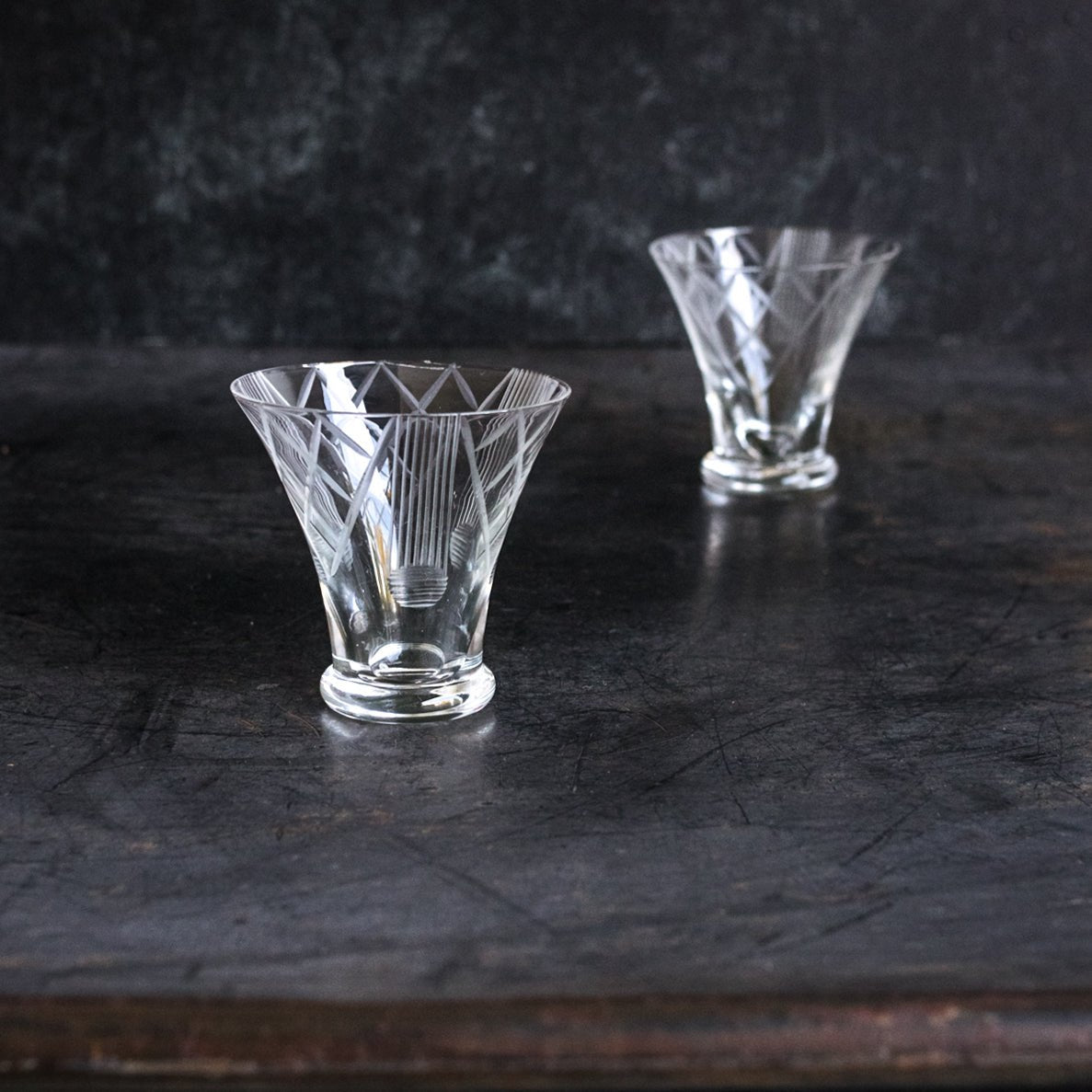 Pair Of Cut Crystal Aperitif Glasses - elsie green - The French Kitchen