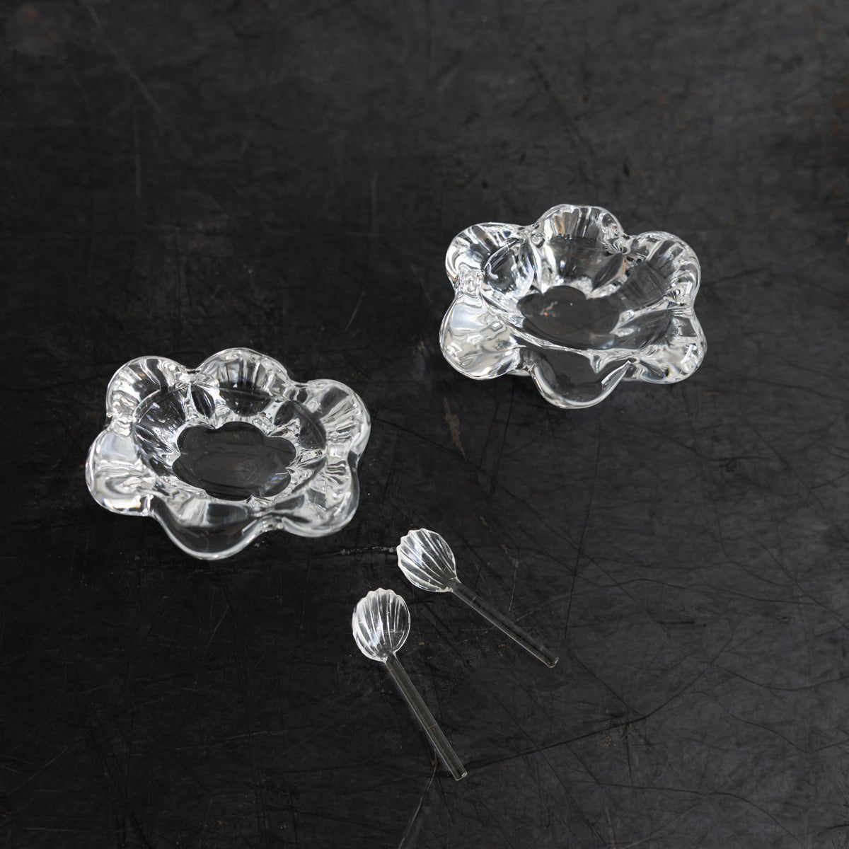 Pair of Daum Crystal Salt Cellars - elsie green - the french kitchen