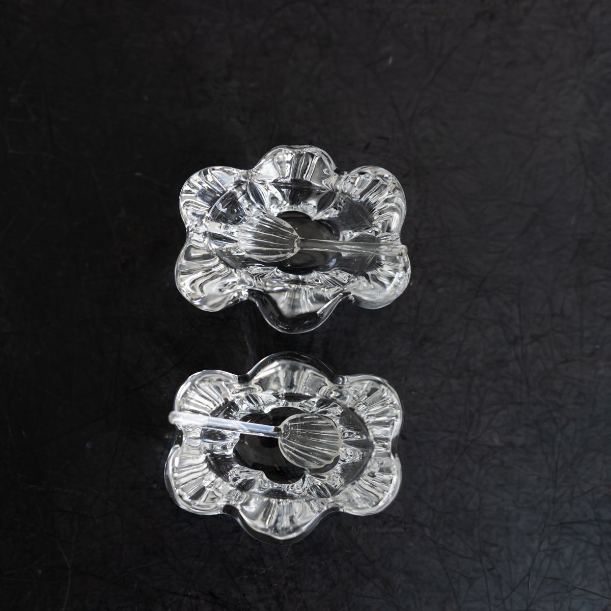 Pair of Daum Crystal Salt Cellars - elsie green - the french kitchen