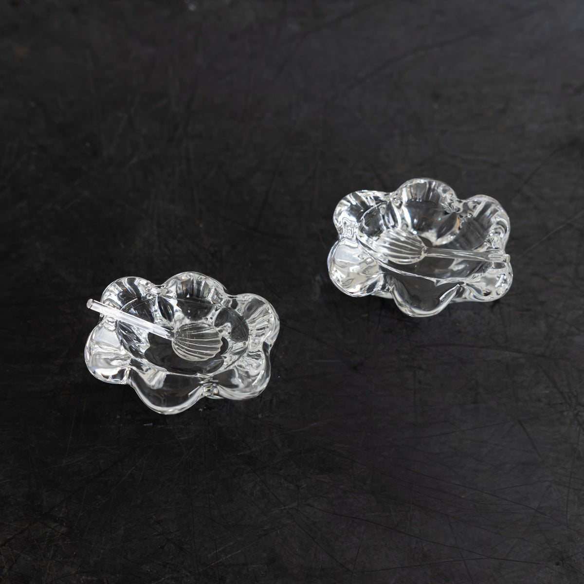 Pair of Daum Crystal Salt Cellars - elsie green - the french kitchen