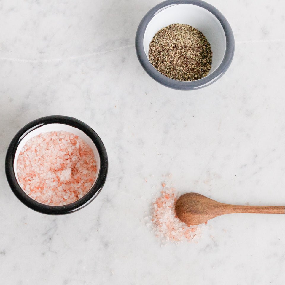 Pair of Enamel Pinch Pots with Walnut Spoon - elsie green - The French Kitchen
