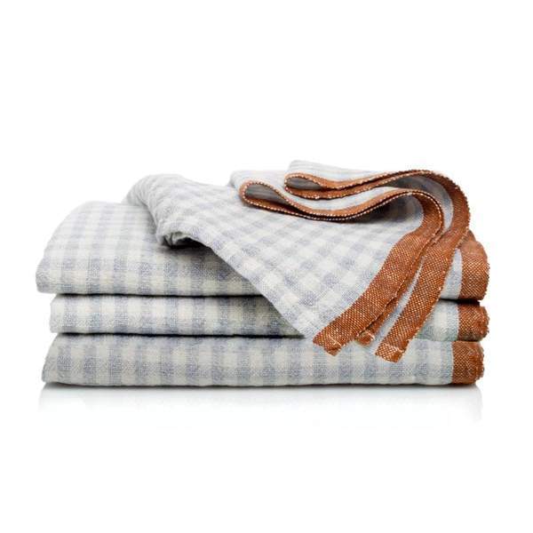 Pair of Gingham Kitchen Towels | Light Blue - elsie green - textiles