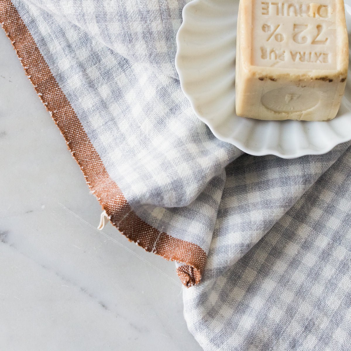 Pair of Gingham Kitchen Towels | Light Blue - elsie green - textiles