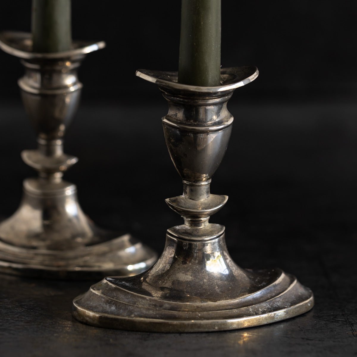 Pair of Oval Silver Candlesticks | The Patrick Orbe Collection - elsie green - decor