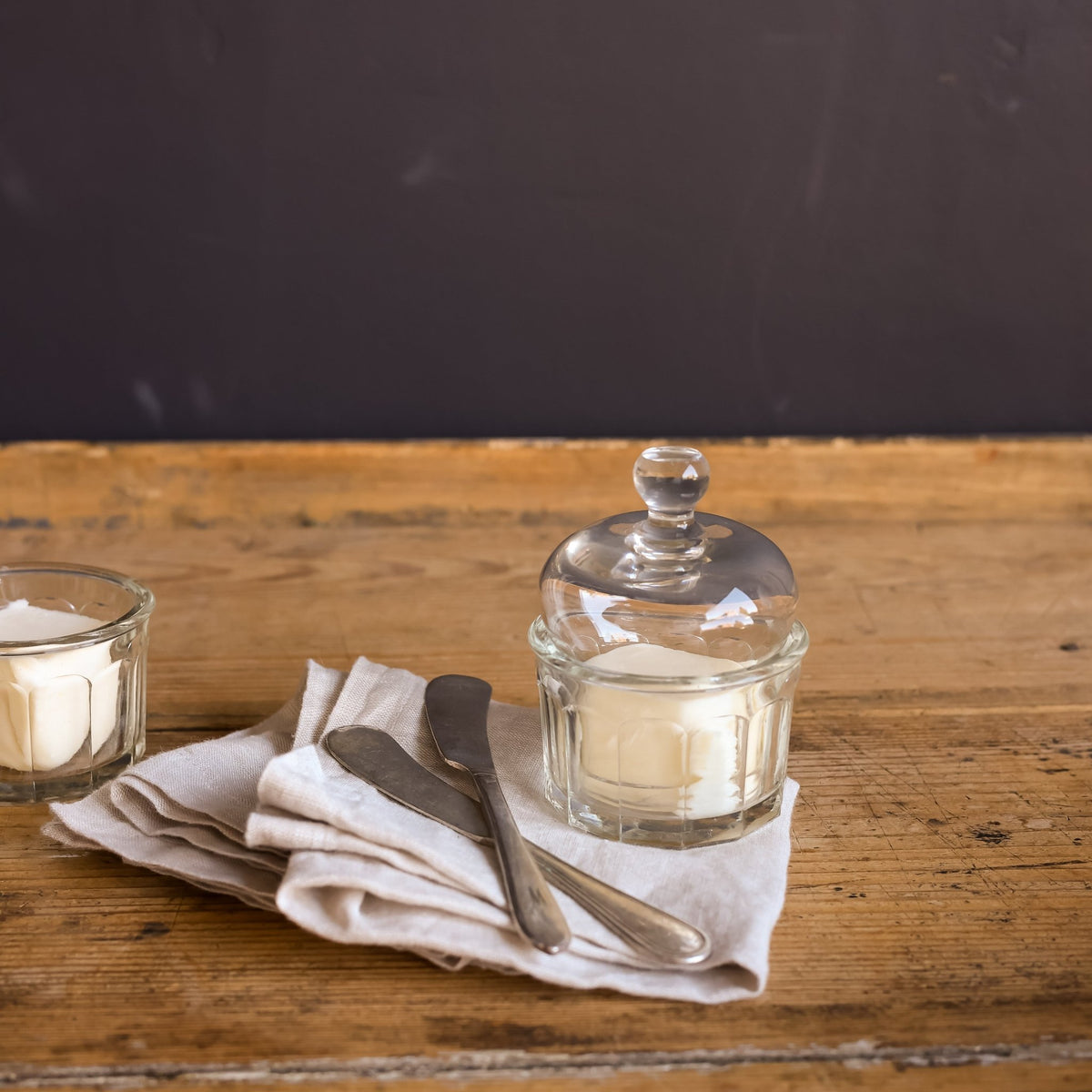 Pair of Petite Butter Keepers with Silver Spreaders - elsie green - the french kitchen